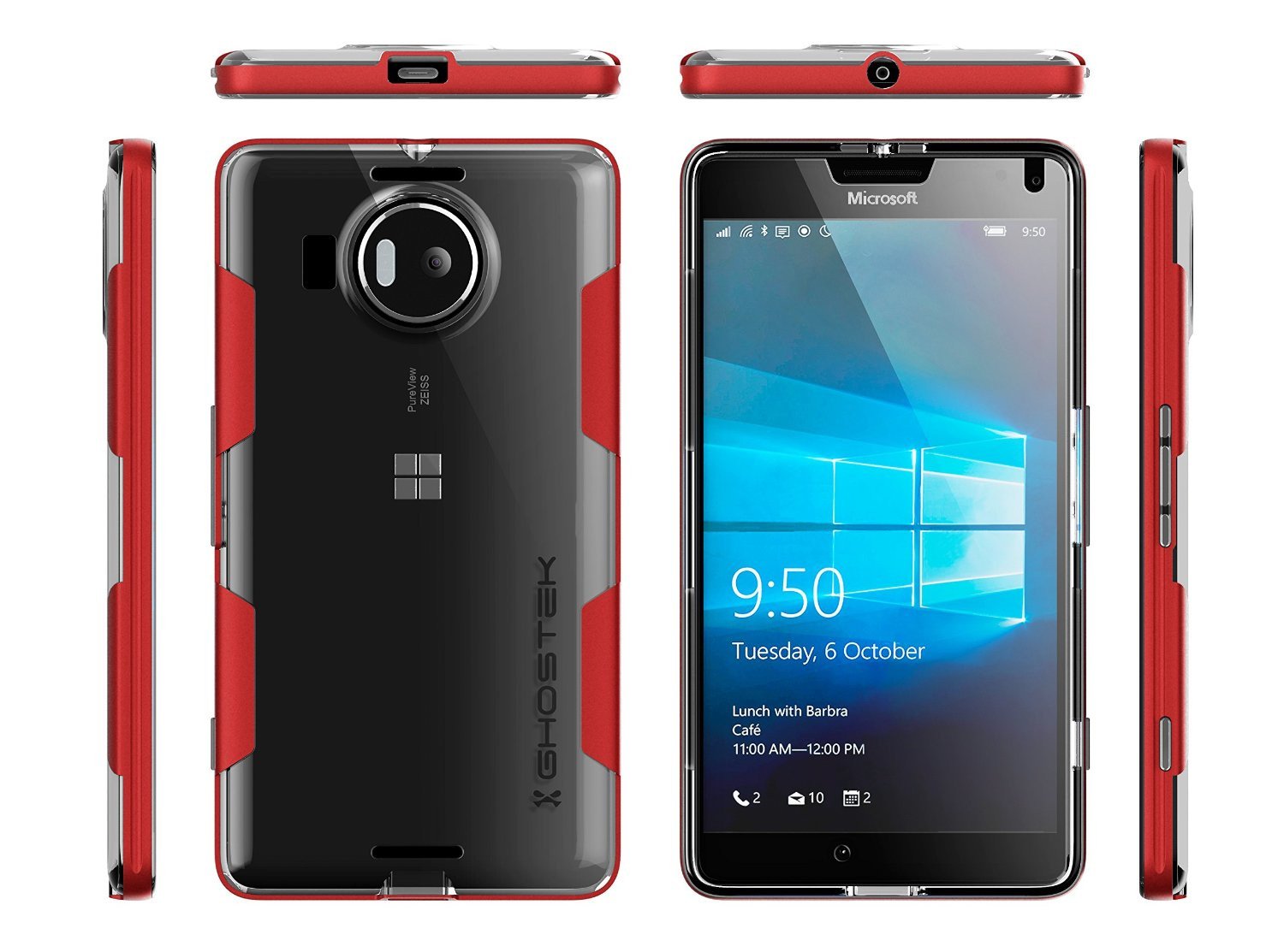 Microsoft Lumia 950 Case, Ghostek® Cloak Red Slim Hybrid Impact Armor | Lifetime Warranty Exchange - PunkCase NZ
