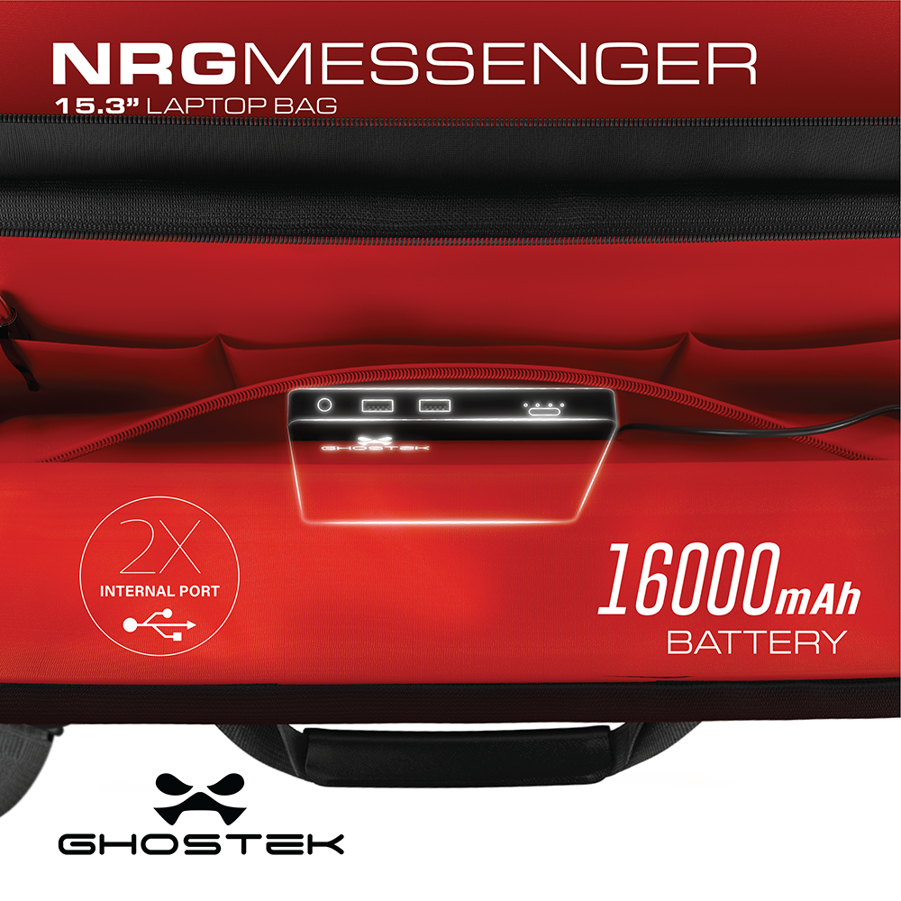 Ghostek NRGmessenger Series 8.5L || Computer Laptop Messenger Bag + 16,000mAh Battery Power Bank with 2 USB Ports | Water Resistant - PunkCase NZ