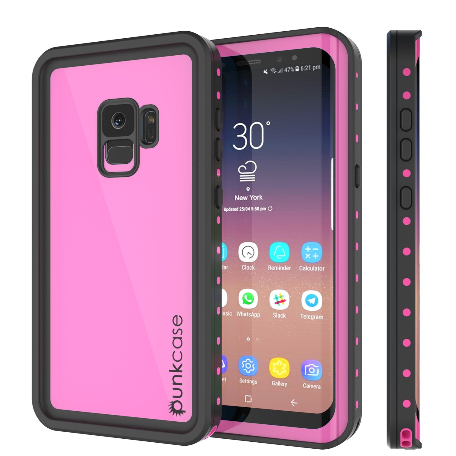 Galaxy S9 Waterproof Case PunkCase StudStar Pink Thin 6.6ft Underwater IP68 Shock/Snow Proof