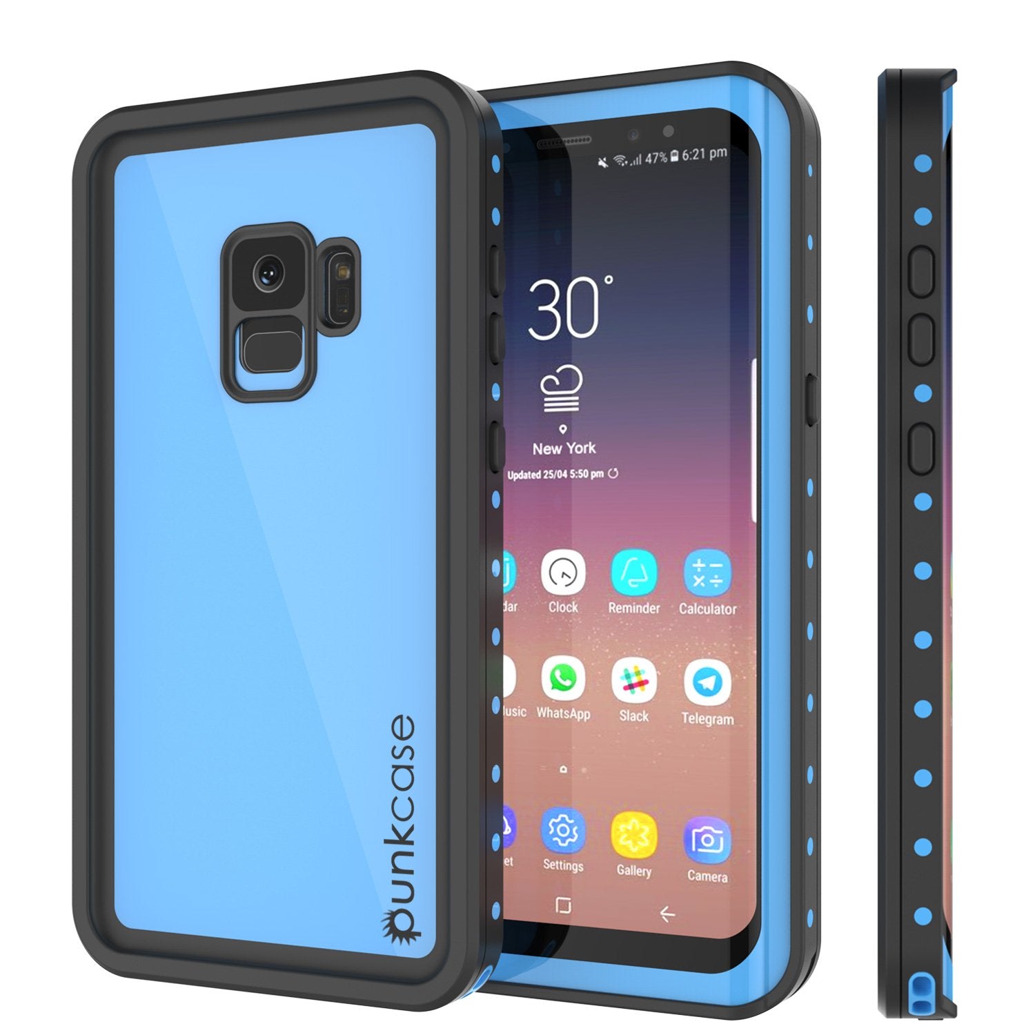Galaxy S9 Waterproof Case PunkCase StudStar Light Blue Thin 6.6ft Underwater IP68 ShockProof