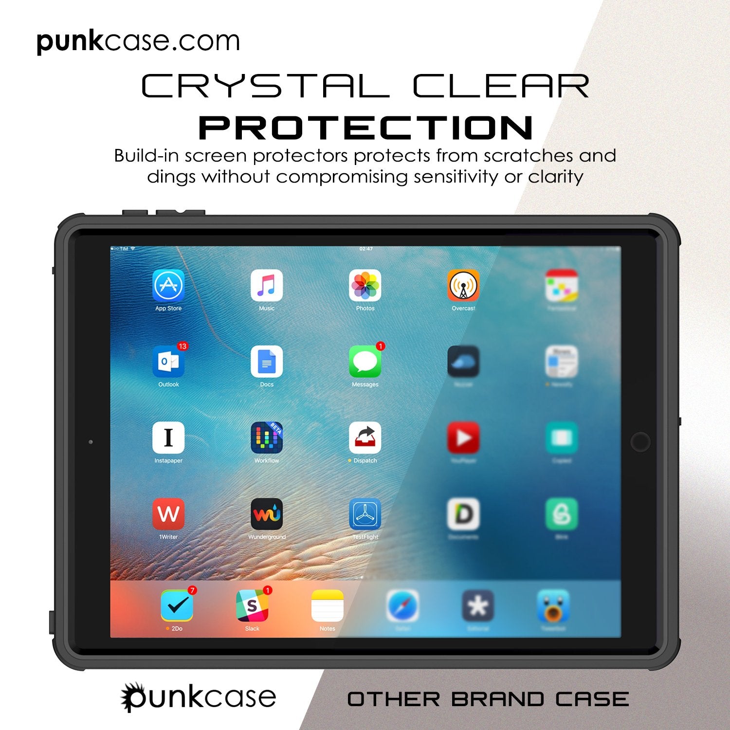 Punkcase iPad Pro 9.7 Case [CRYSTAL Series], Waterproof, Ultra-Thin Cover [Shockproof] [Dustproof] with Built-in Screen Protector [Black] - PunkCase NZ