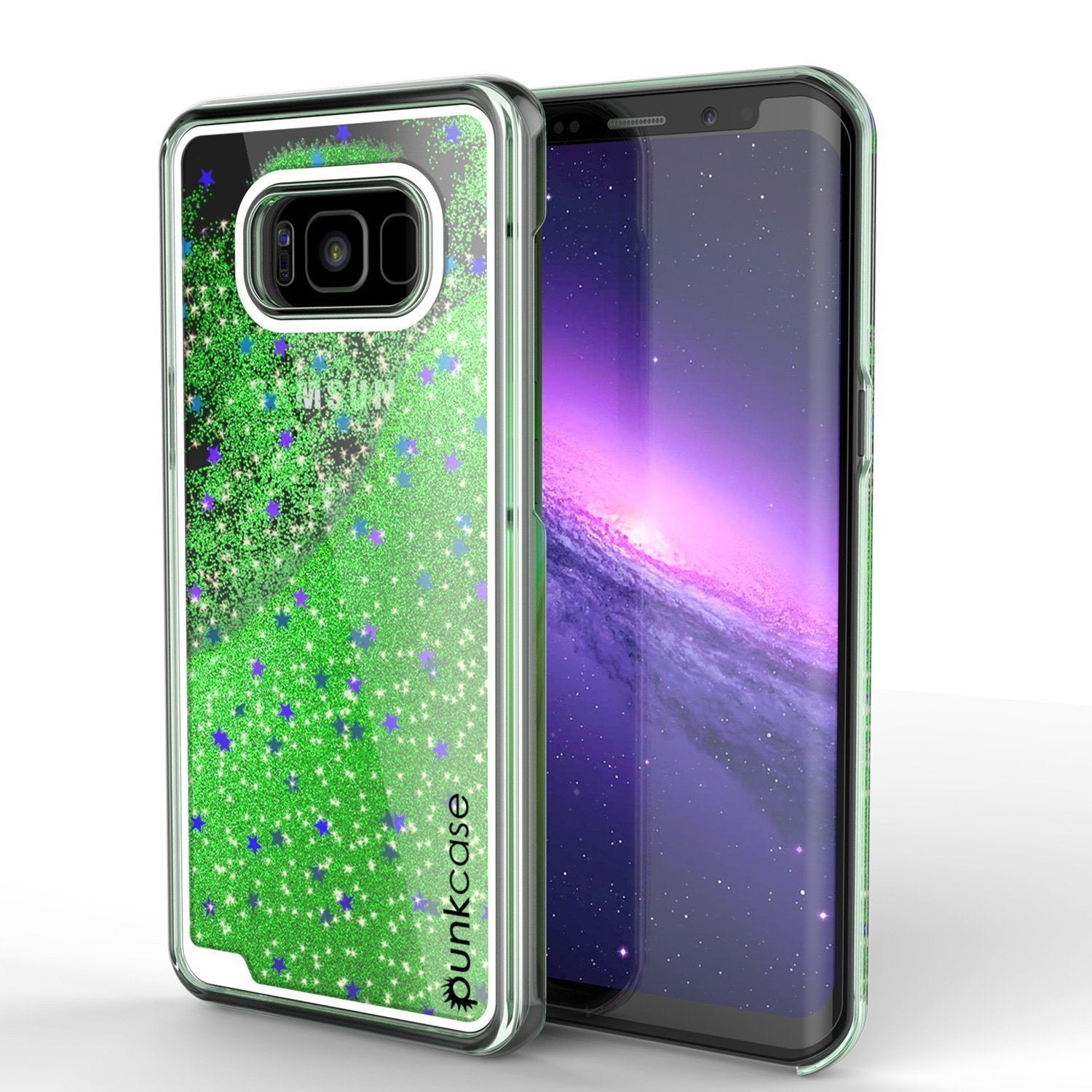 S8 Plus Case, Punkcase [Liquid Series] Protective Dual Layer Floating Glitter Cover with lots of Bling & Sparkle + PunkShield Screen Protector for Samsungs Galaxy S8+ [Green]
