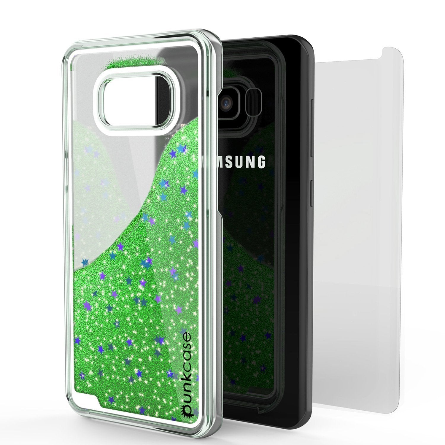 S8 Plus Case, Punkcase [Liquid Series] Protective Dual Layer Floating Glitter Cover with lots of Bling & Sparkle + PunkShield Screen Protector for Samsungs Galaxy S8+ [Green] - PunkCase NZ