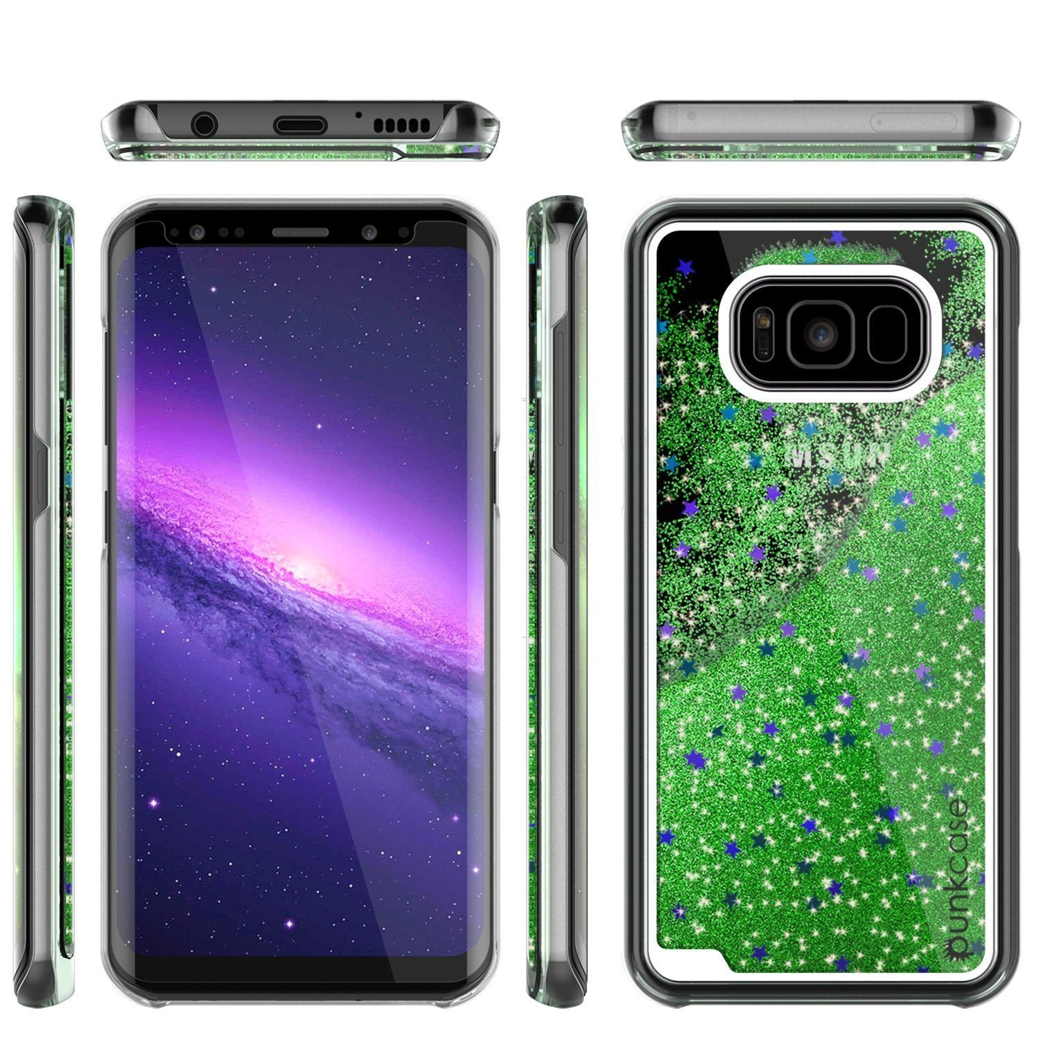 S8 Plus Case, Punkcase [Liquid Series] Protective Dual Layer Floating Glitter Cover with lots of Bling & Sparkle + PunkShield Screen Protector for Samsungs Galaxy S8+ [Green] - PunkCase NZ