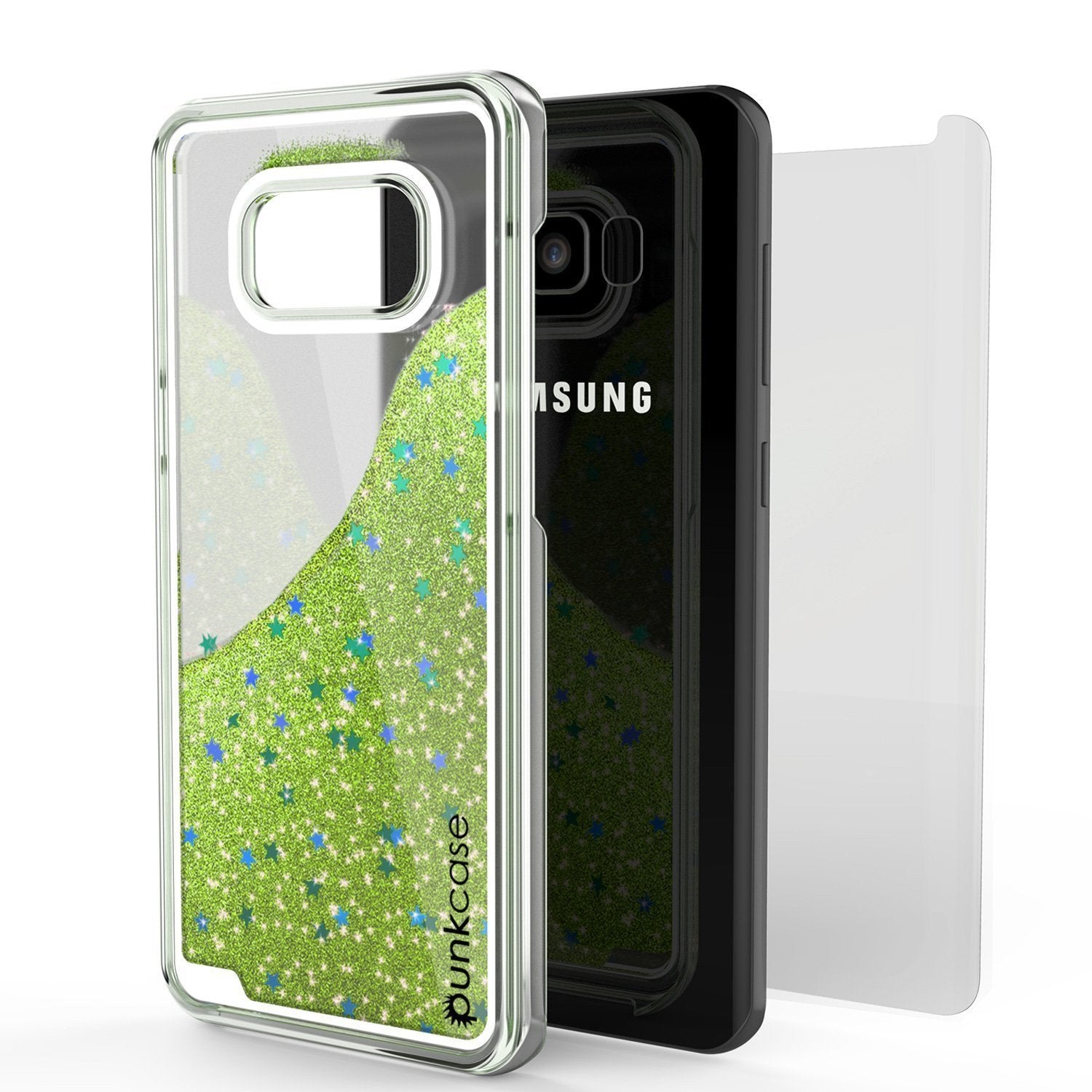 S8 Plus Case, Punkcase [Liquid Series] Protective Dual Layer Floating Glitter Cover with lots of Bling & Sparkle + PunkShield Screen Protector for Samsungs Galaxy S8+ (Light Green] - PunkCase NZ