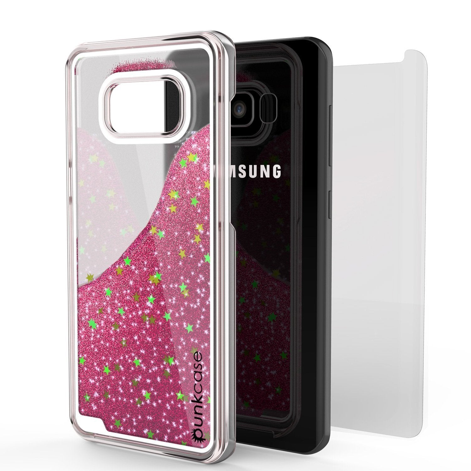 S8 Plus Case, Punkcase [Liquid Series] Protective Dual Layer Floating Glitter Cover with lots of Bling & Sparkle + PunkShield Screen Protector for Samsungs Galaxy S8+ [Pink] - PunkCase NZ