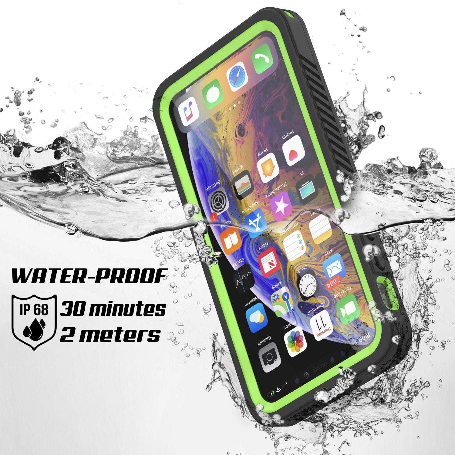 iPhone 11 Pro Max Waterproof Case, Punkcase [Extreme Series] Armor Cover W/ Built In Screen Protector [Light Green]