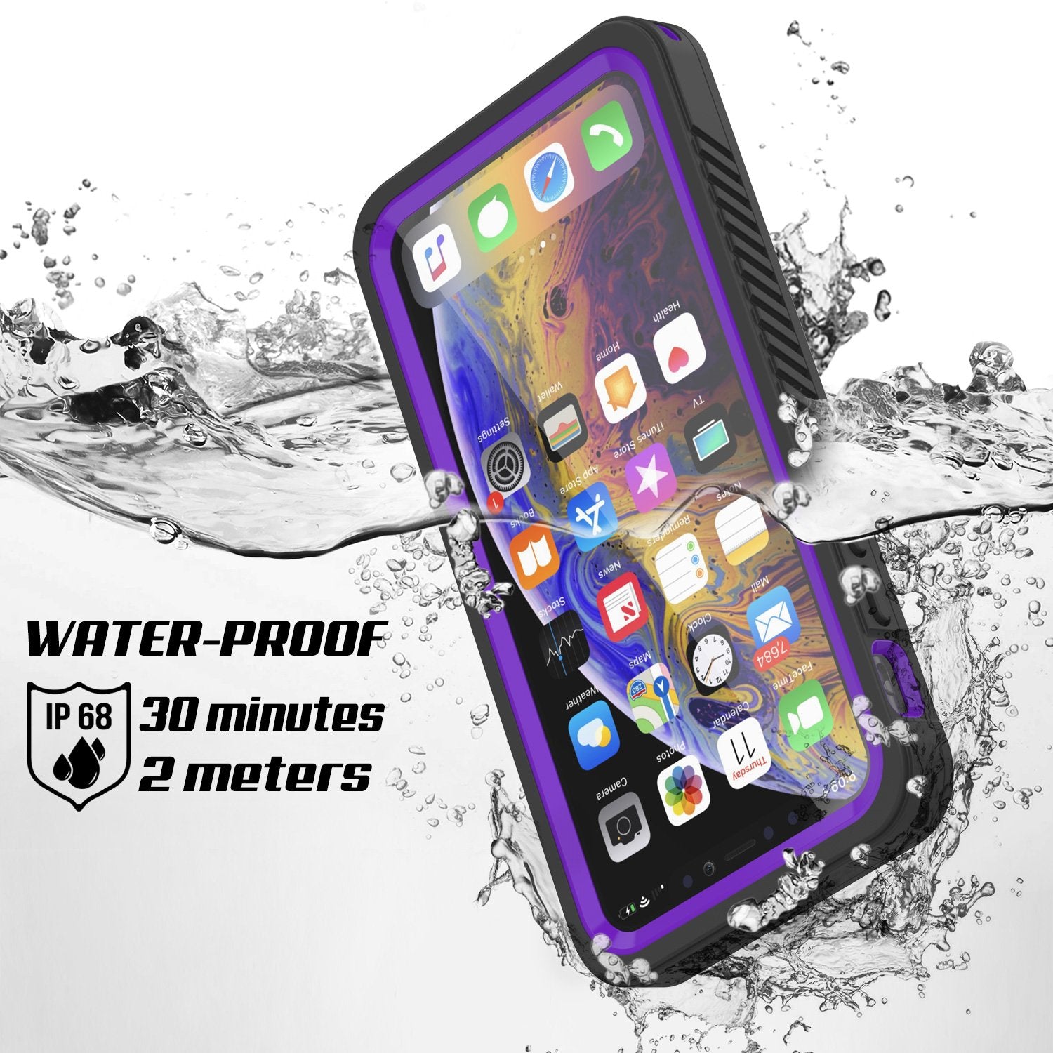 iPhone 11 Pro Max Waterproof Case, Punkcase [Extreme Series] Armor Cover W/ Built In Screen Protector [Purple]