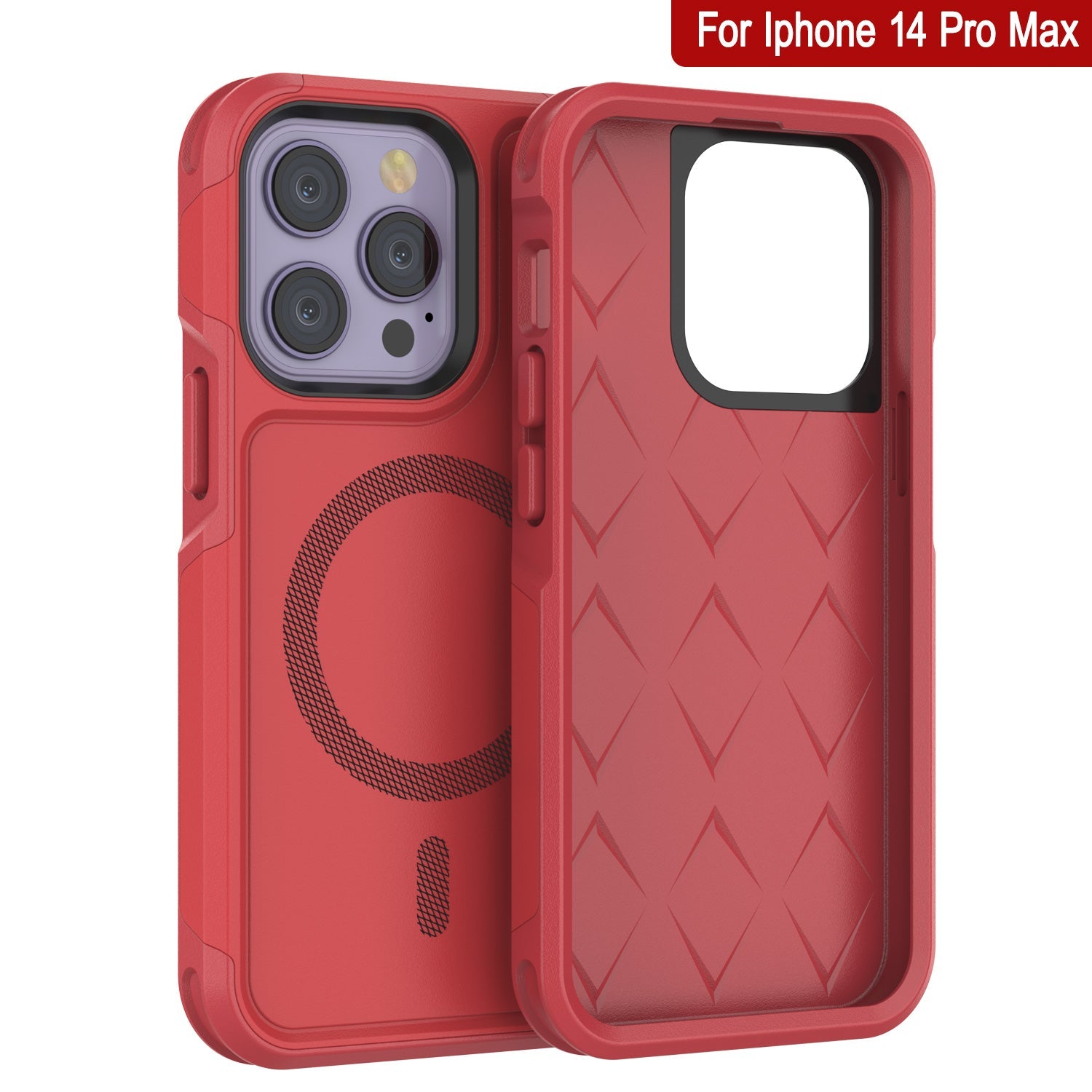 PunkCase iPhone 14 Pro Max Case, [Spartan 2.0 Series] Clear Rugged Heavy Duty Cover W/Built in Screen Protector [Red]