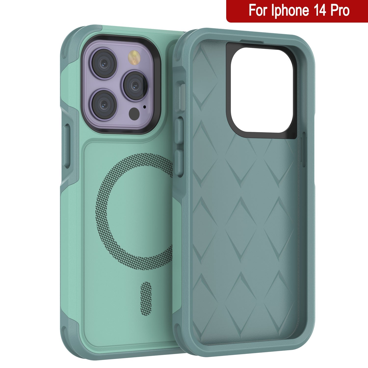 PunkCase iPhone 14 Pro Case, [Spartan 2.0 Series] Clear Rugged Heavy Duty Cover W/Built in Screen Protector [Teal]