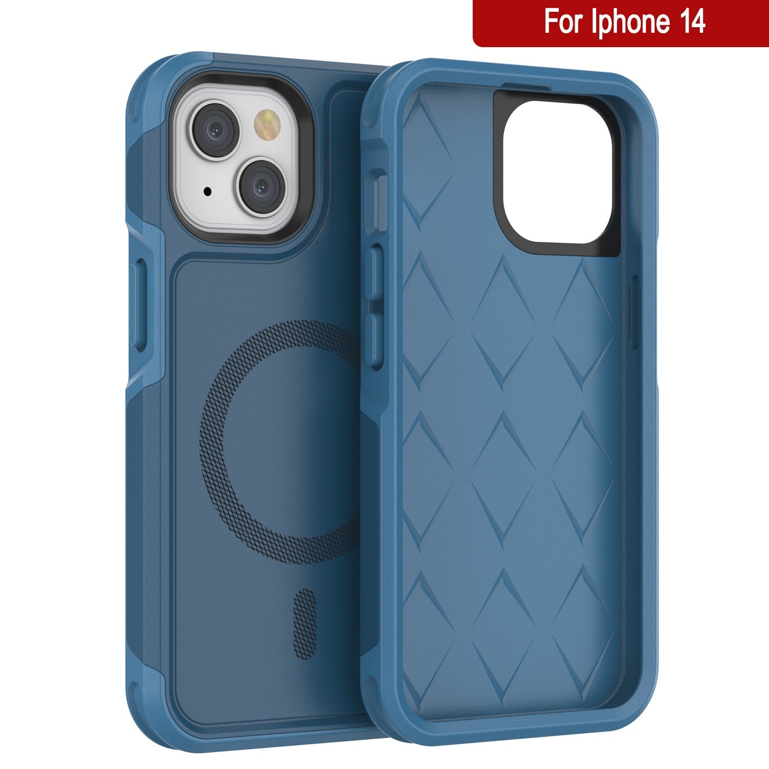 PunkCase iPhone 14 Case, [Spartan 2.0 Series] Clear Rugged Heavy Duty Cover W/Built in Screen Protector [Navy]