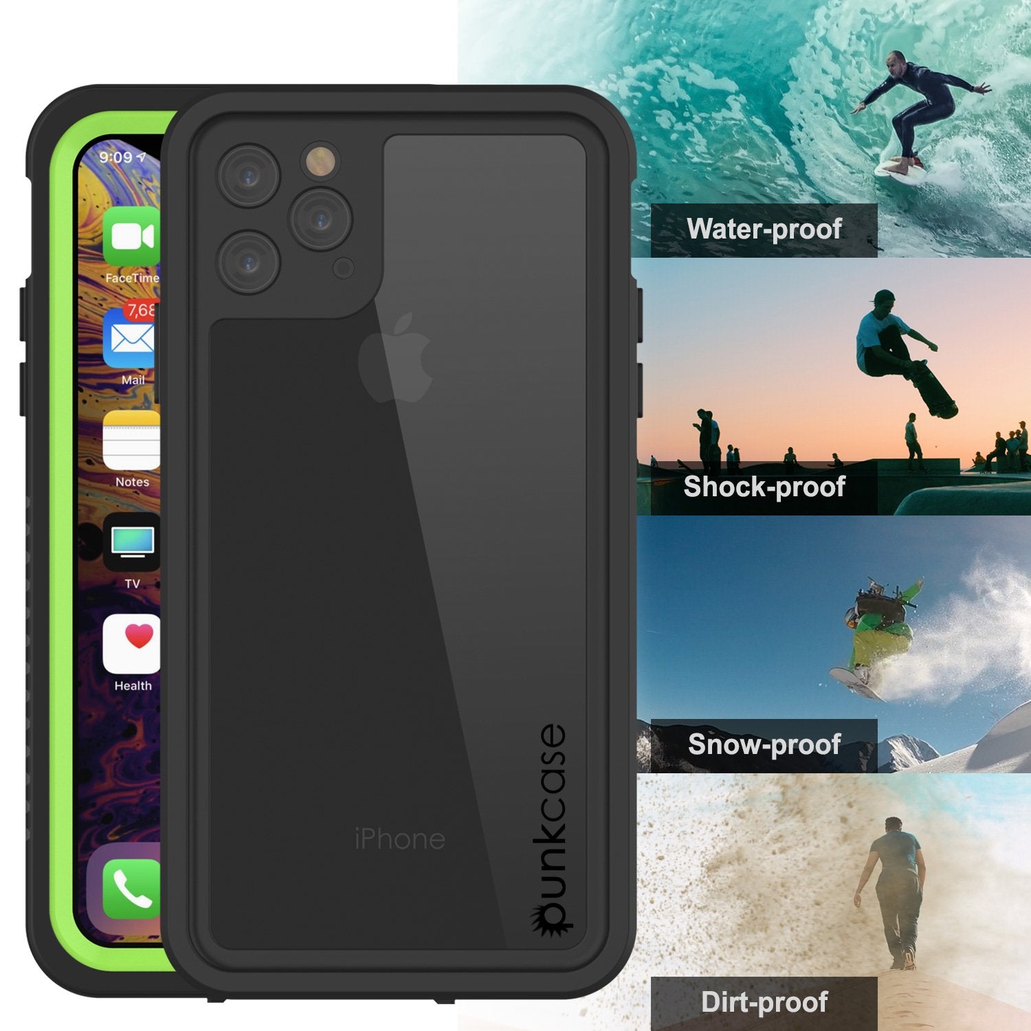 iPhone 11 Pro Max Waterproof Case, Punkcase [Extreme Series] Armor Cover W/ Built In Screen Protector [Light Green]