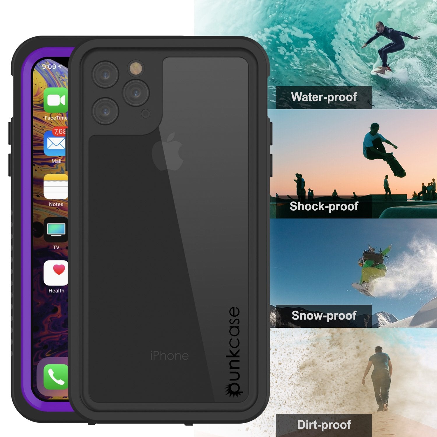 iPhone 11 Pro Max Waterproof Case, Punkcase [Extreme Series] Armor Cover W/ Built In Screen Protector [Purple]