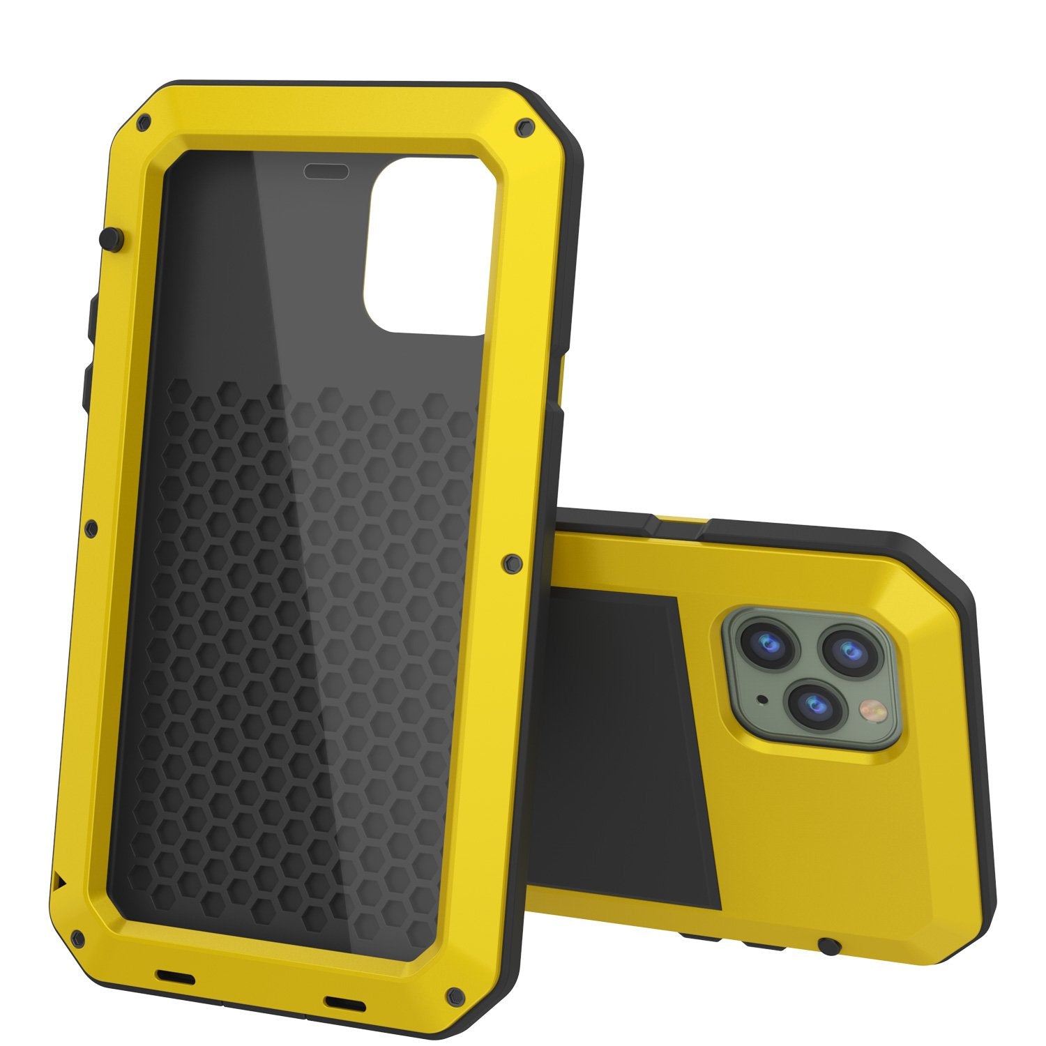 iPhone 11 Pro Max Metal Case, Heavy Duty Military Grade Armor Cover [shock proof] Full Body Hard [Neon]