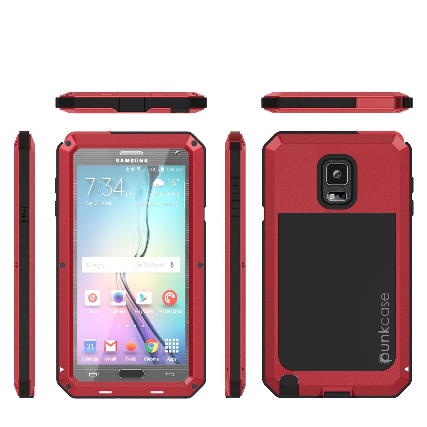 Note 4 Case, Punkcase® METALLIC Series RED w/ TEMPERED GLASS | Aluminum Frame - PunkCase NZ