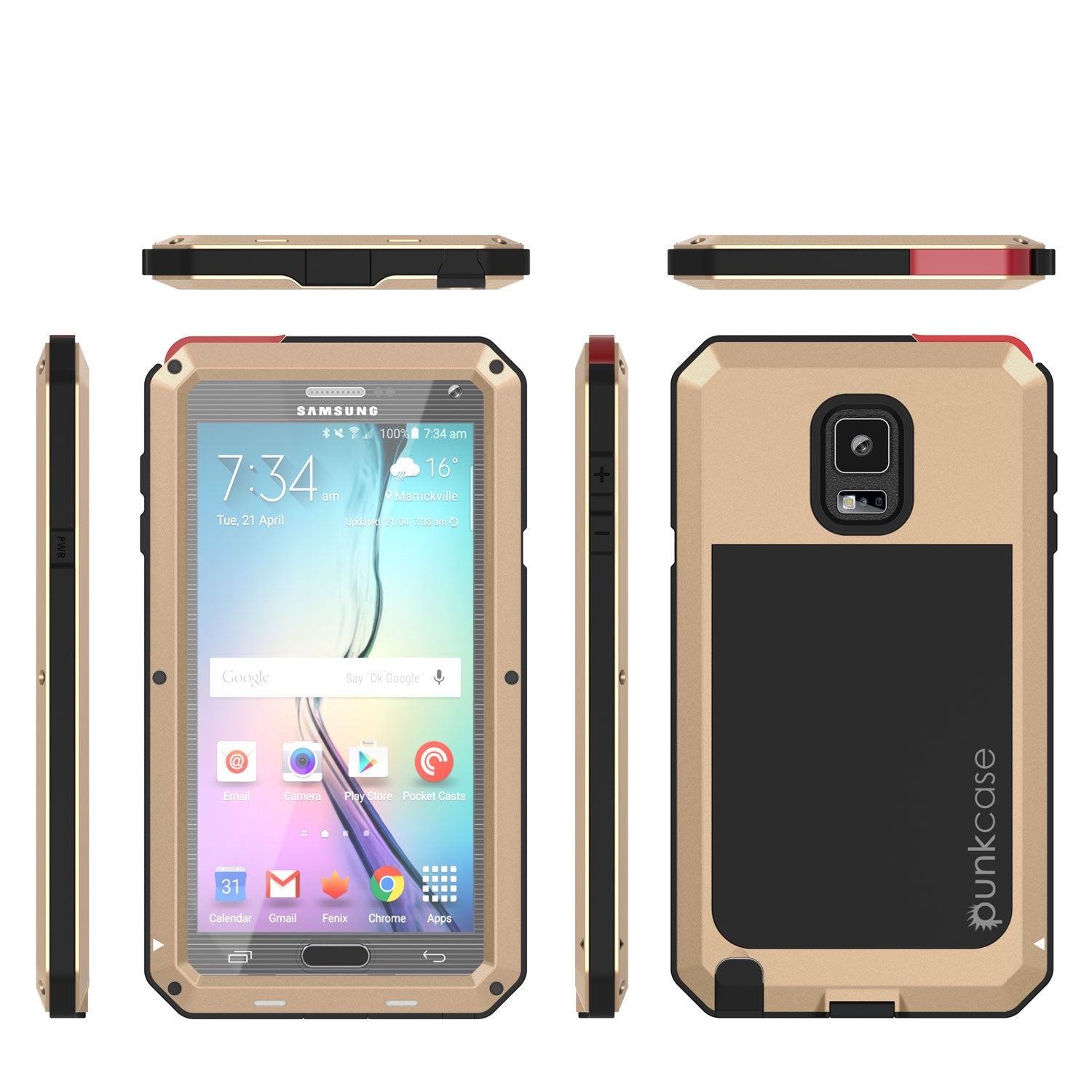 Note 4 Case, Punkcase® METALLIC Series GOLD w/ TEMPERED GLASS | Aluminum Frame - PunkCase NZ