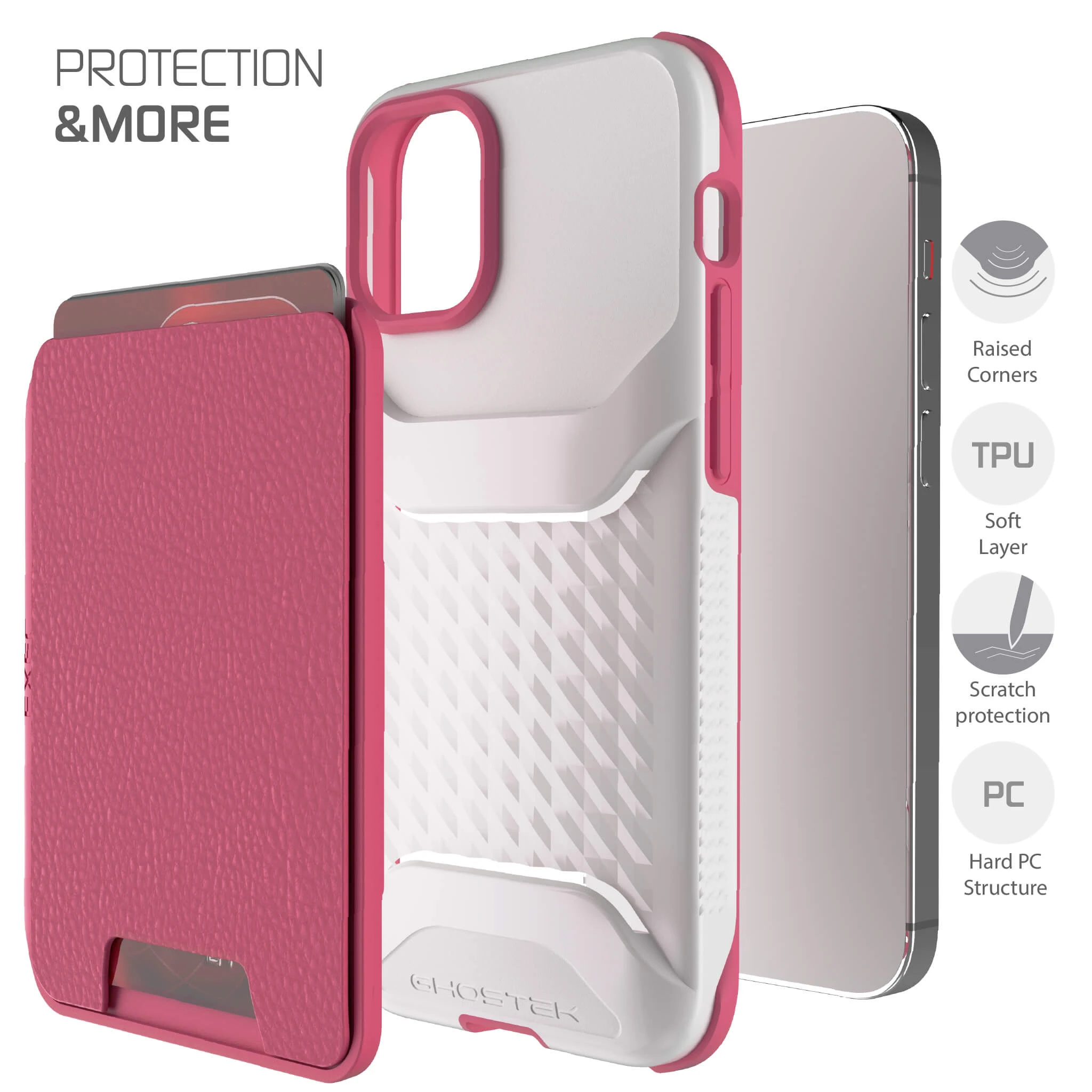 iPhone 12  - Magnetic Wallet Case with Card Holder [Pink]