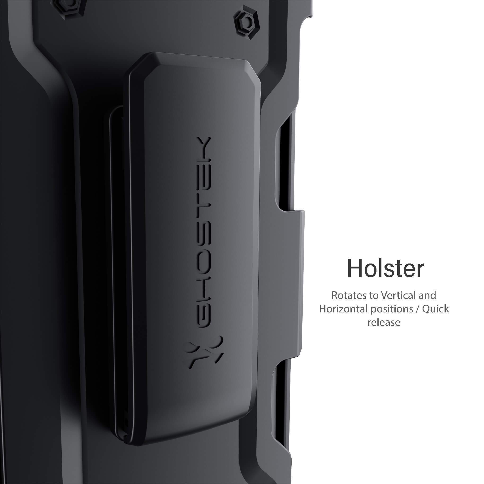 iPhone 12 Mini  - IRON ARMOR Belt Clip Holster Case with Stand and Card Holder [Matte Black]