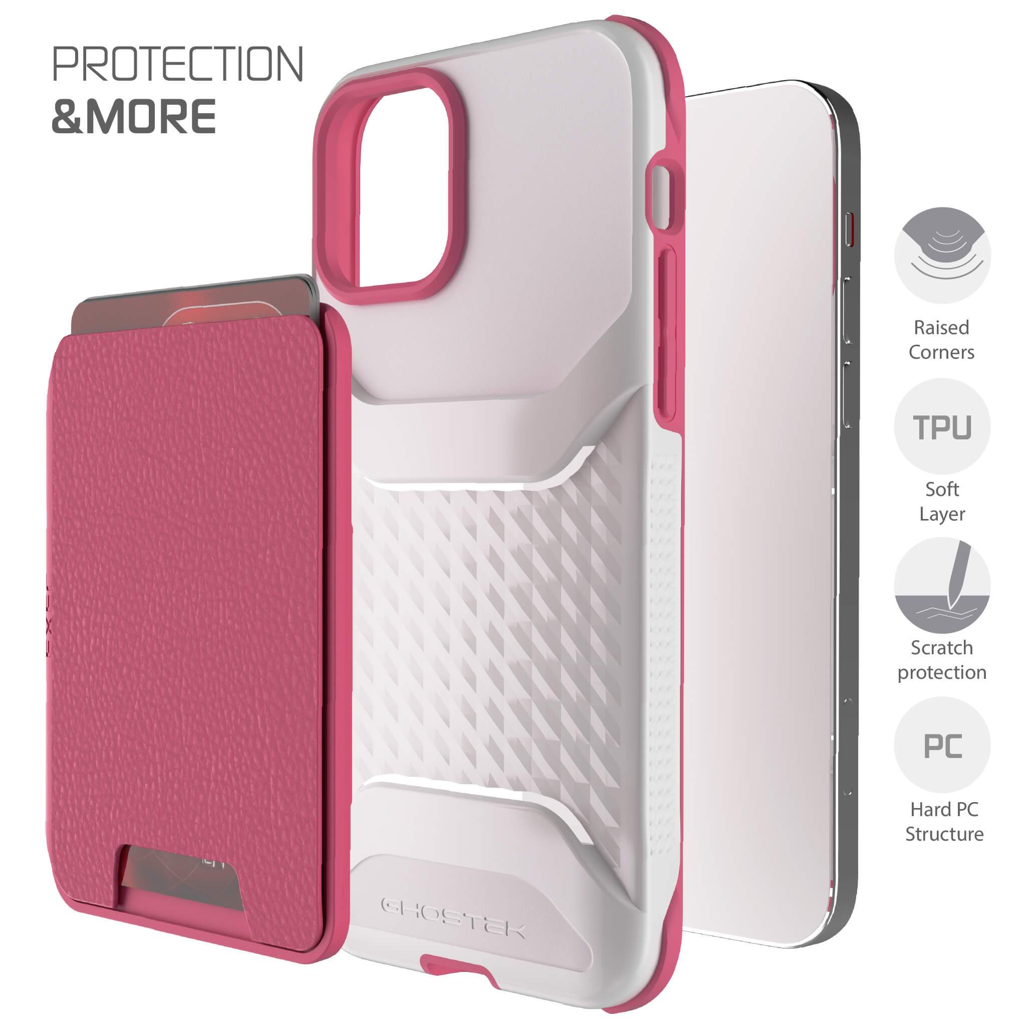 iPhone 12 Mini  - Magnetic Wallet Case with Card Holder [Pink]