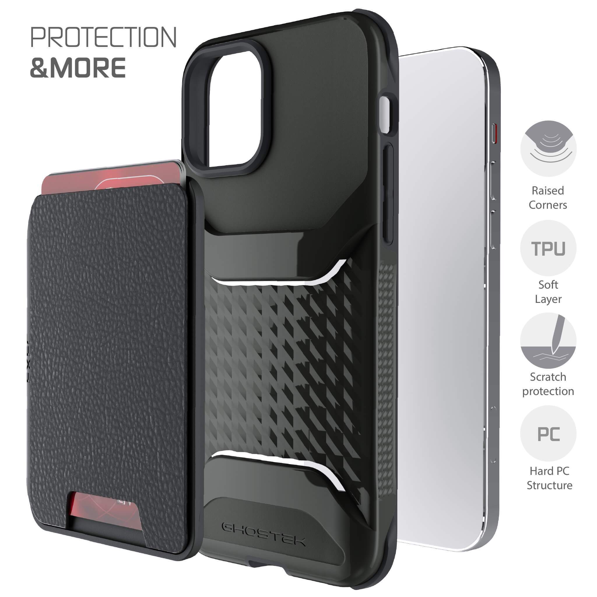 iPhone 12 Mini  - Magnetic Wallet Case with Card Holder [Black]