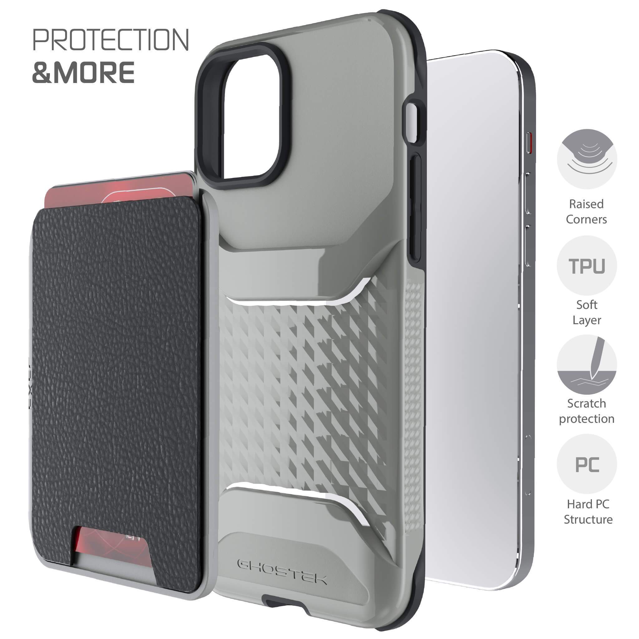 iPhone 12 Pro  - Magnetic Wallet Case with Card Holder [Gray]