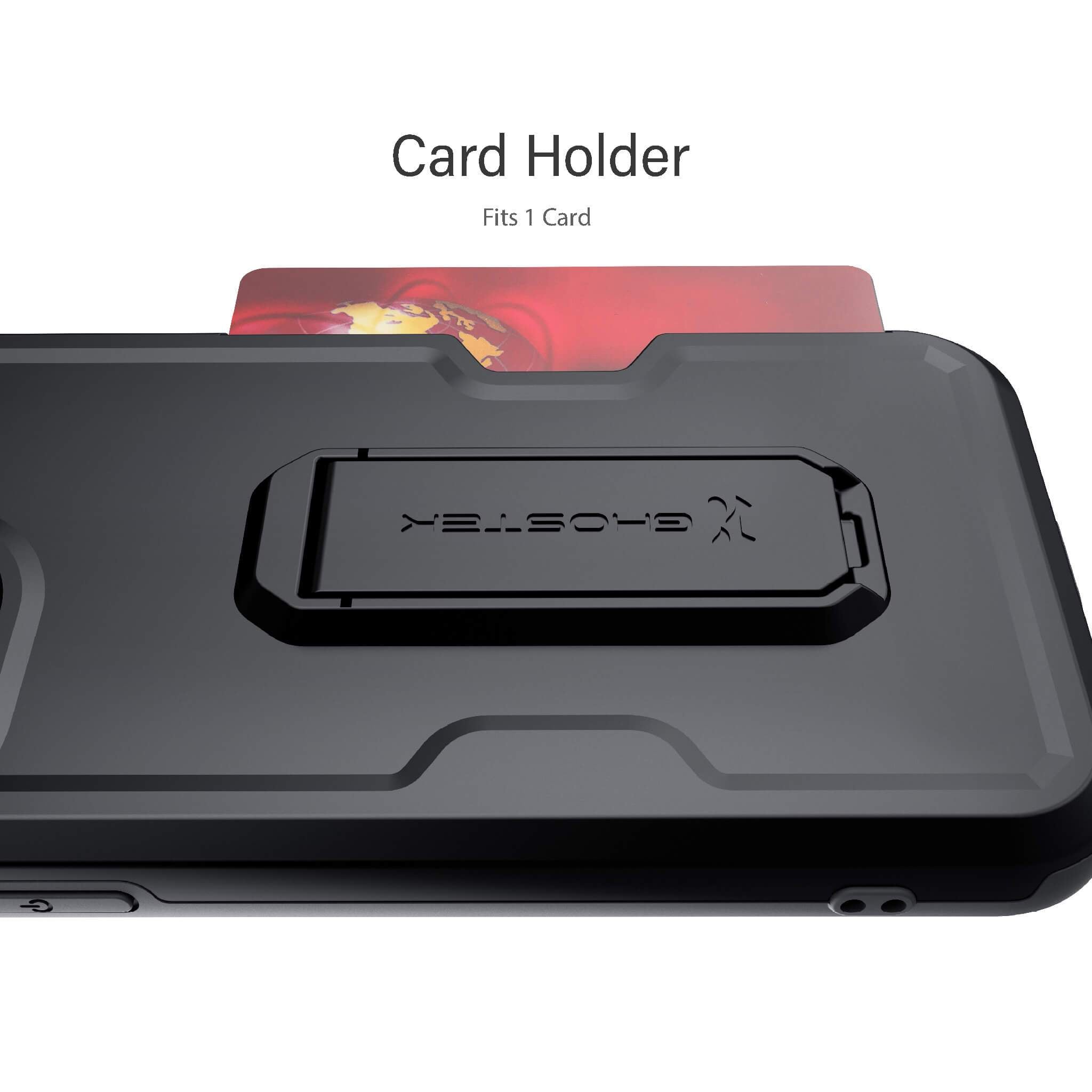 iPhone 12 Pro Max  - IRON ARMOR Belt Clip Holster Case with Stand and Card Holder [Matte Black]