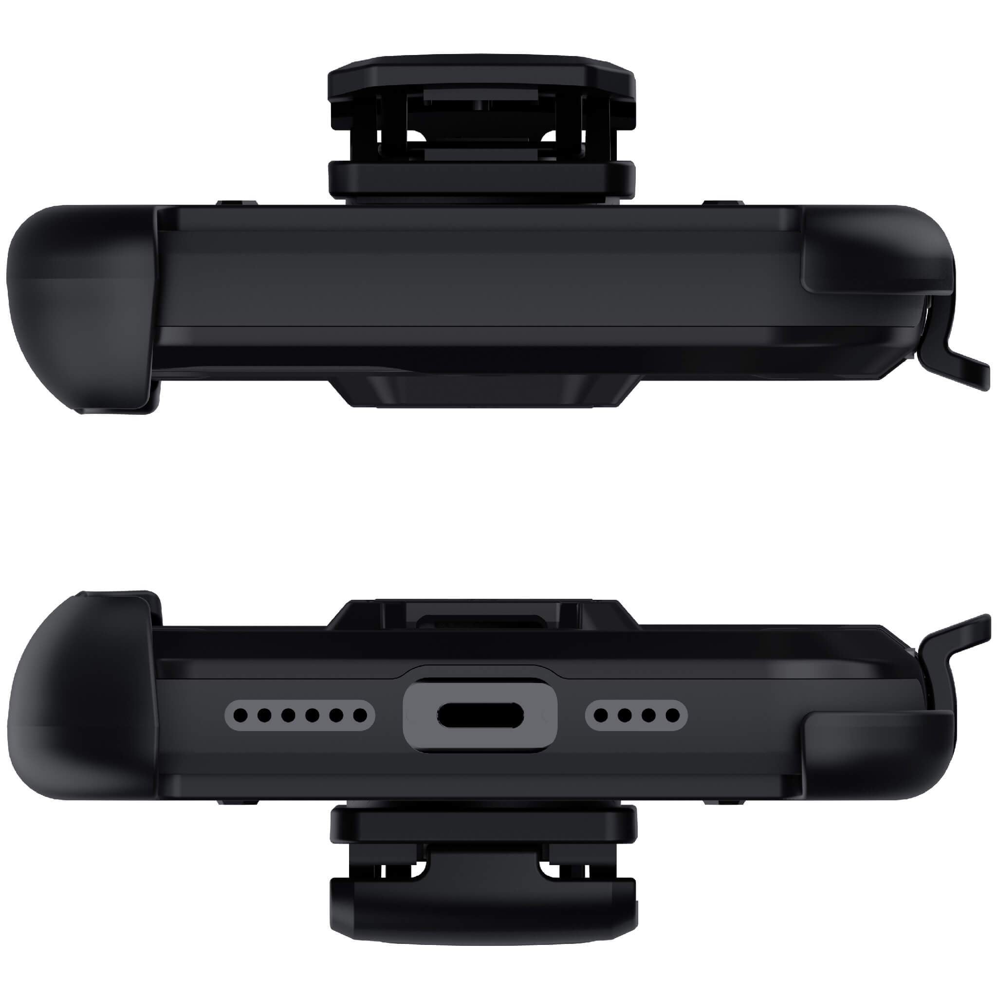 iPhone 12 Pro Max  - IRON ARMOR Belt Clip Holster Case with Stand and Card Holder [Matte Black]