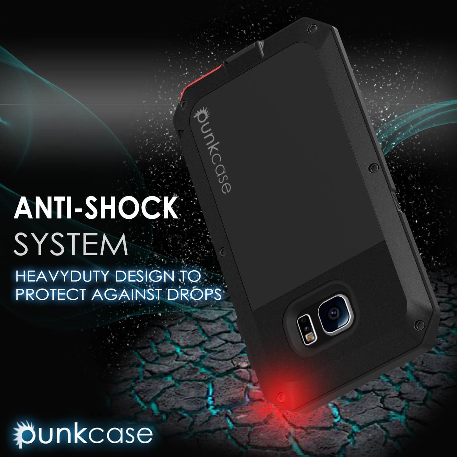 Galaxy S6 EDGE  Case, PUNKcase Metallic Black Shockproof  Slim Metal - PunkCase NZ