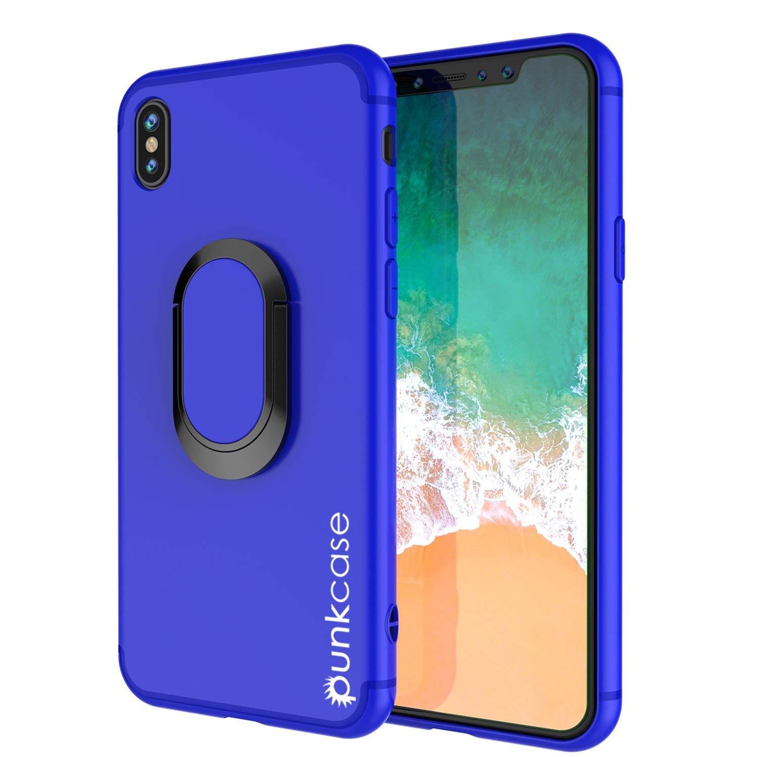 iPhone XR Case, Punkcase Magnetix Protective TPU Cover W/ Kickstand, Tempered Glass Screen Protector [Blue]
