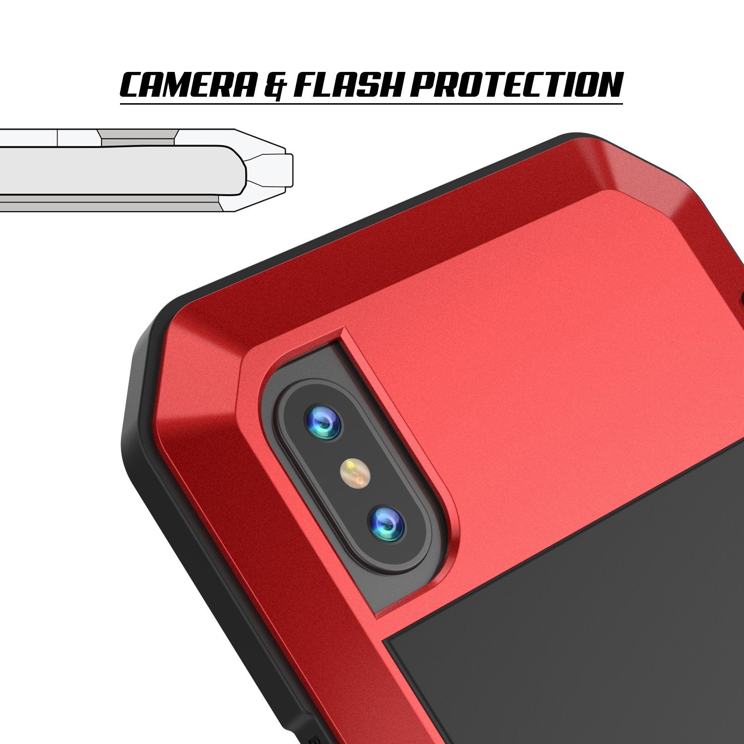 iPhone X Metal Case, Heavy Duty Military Grade Rugged Red Armor Cover [shock proof] Hybrid Full Body Hard Aluminum & TPU Design - PunkCase NZ