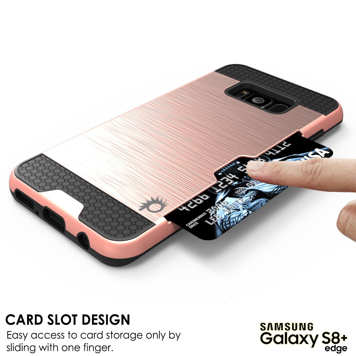 Galaxy S8 Plus Case, PUNKcase [SLOT Series] [Slim Fit] Dual-Layer Armor Cover w/Integrated Anti-Shock System, Credit Card Slot & PunkShield Screen Protector for Samsung Galaxy S8+ [Rose Gold] - PunkCase NZ