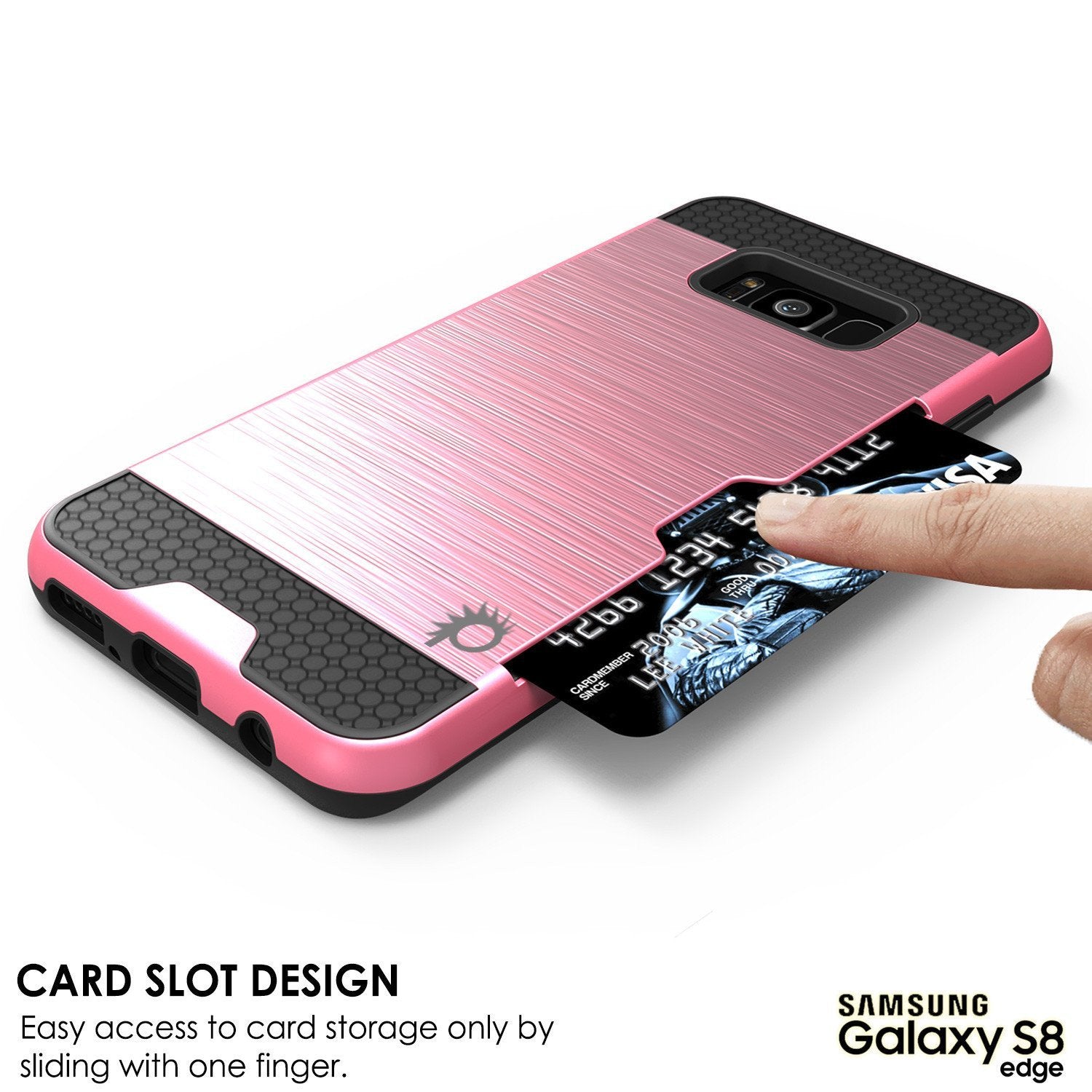 Galaxy S8 Case, PUNKcase [SLOT Series] [Slim Fit] Dual-Layer Armor Cover w/Integrated Anti-Shock System, Credit Card Slot & PUNKSHIELD Screen Protector for Samsung Galaxy S8 [Pink] - PunkCase NZ