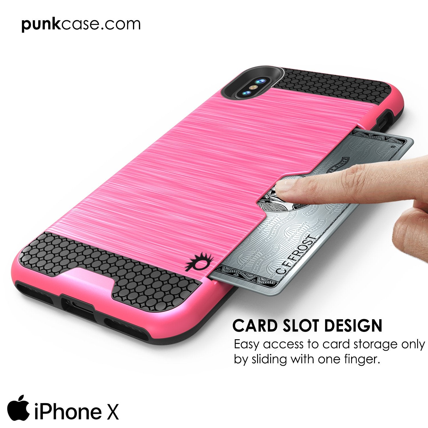 iPhone X Case, PUNKcase [SLOT Series] Slim Fit Dual-Layer Armor Cover & Tempered Glass PUNKSHIELD Screen Protector for Apple iPhone X [Pink] - PunkCase NZ