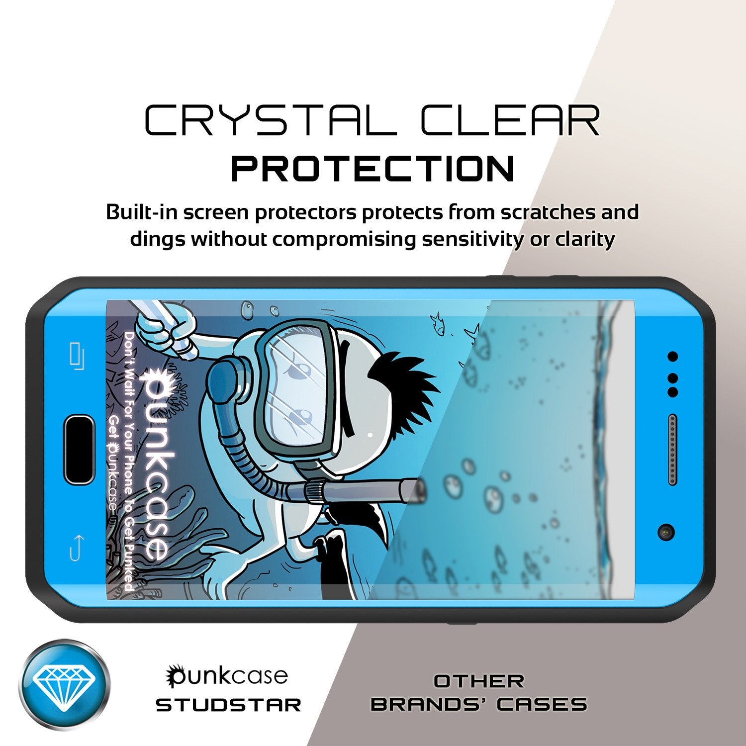 Galaxy S7 EDGE Waterproof Case PunkCase StudStar Light Blue Thin 6.6ft Underwater IP68 ShockProof - PunkCase NZ