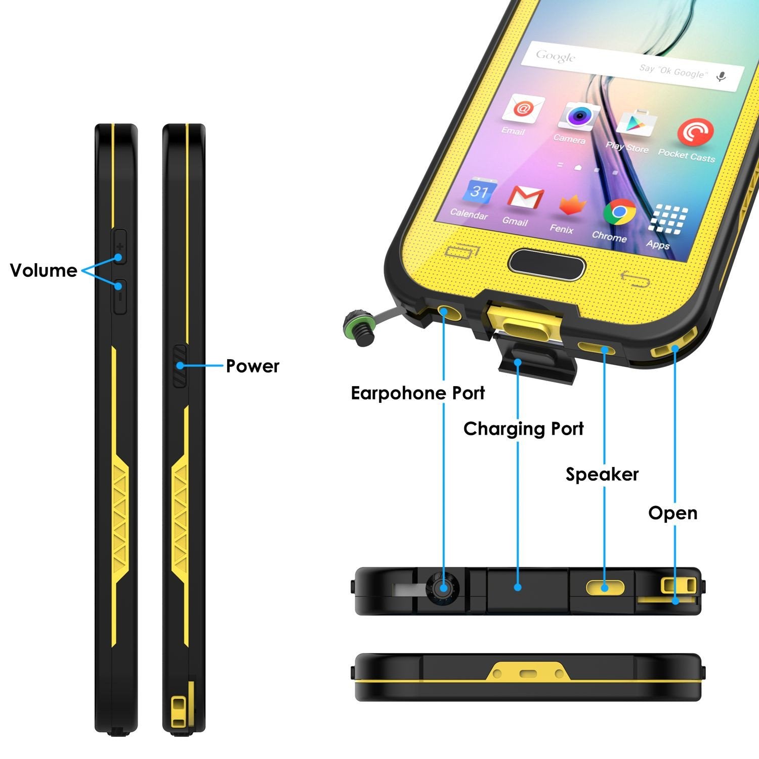 Galaxy S6 Waterproof Case Punkcase SpikeStar Yellow Water/Shock/Dirt/Snow Proof | Lifetime Warranty - PunkCase NZ