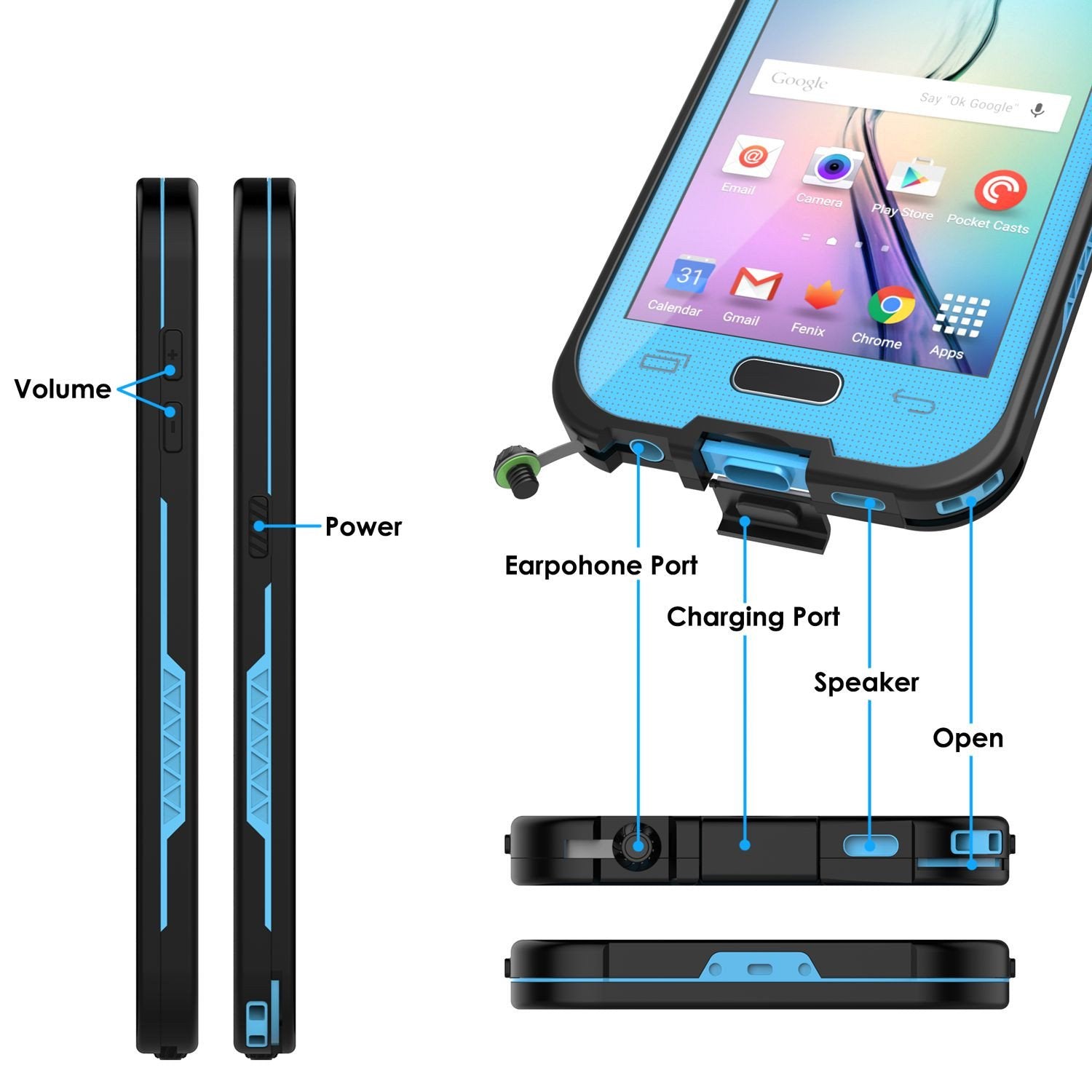 Galaxy S6 Waterproof Case, Punkcase SpikeStar Light Blue Water/Shock/Dirt Proof | Lifetime Warranty - PunkCase NZ