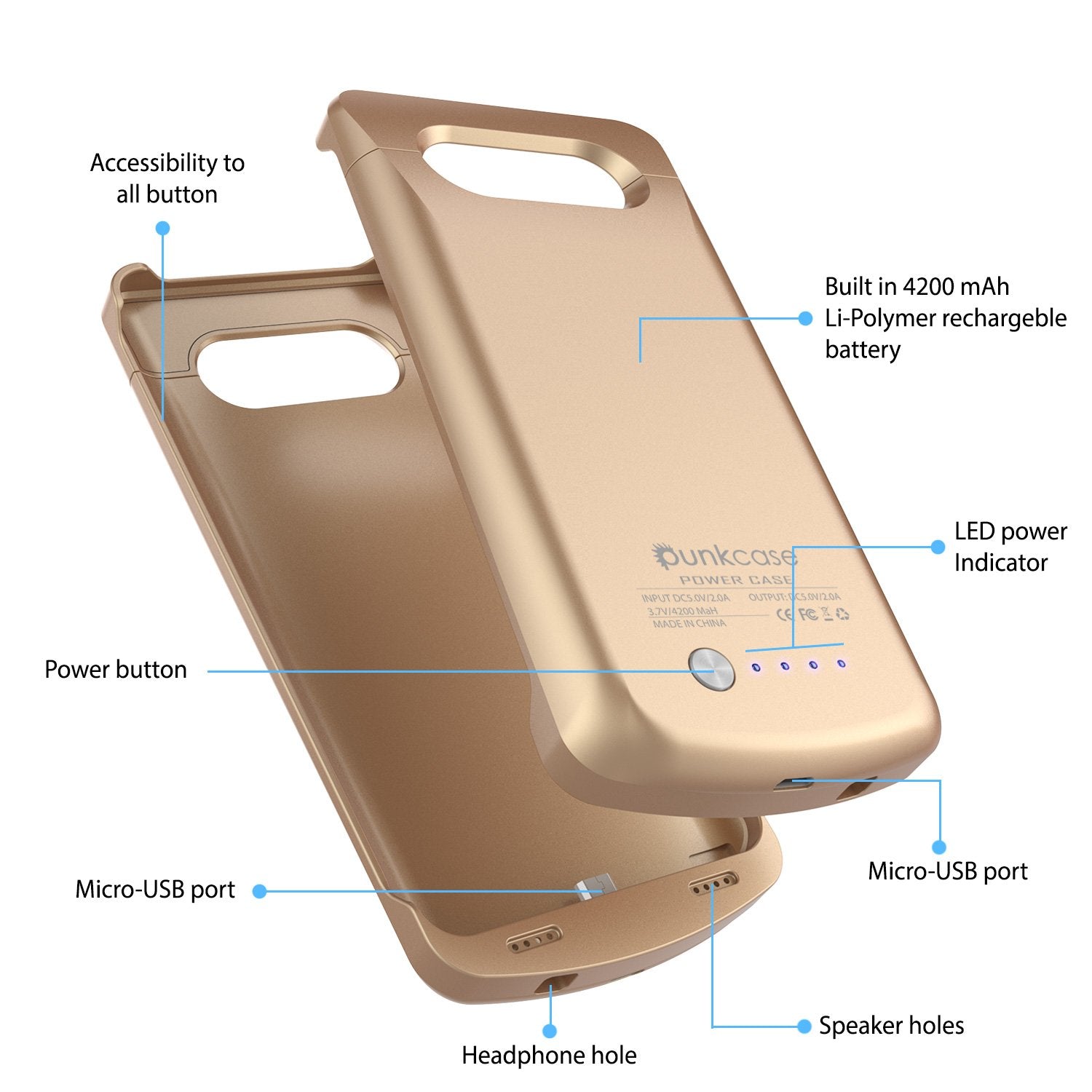 Galaxy Note 5 Battery Case, Punkcase 5000mAH Charger Case W/ Screen Protector | Integrated Kickstand & USB Port | IntelSwitch [Gold] - PunkCase NZ