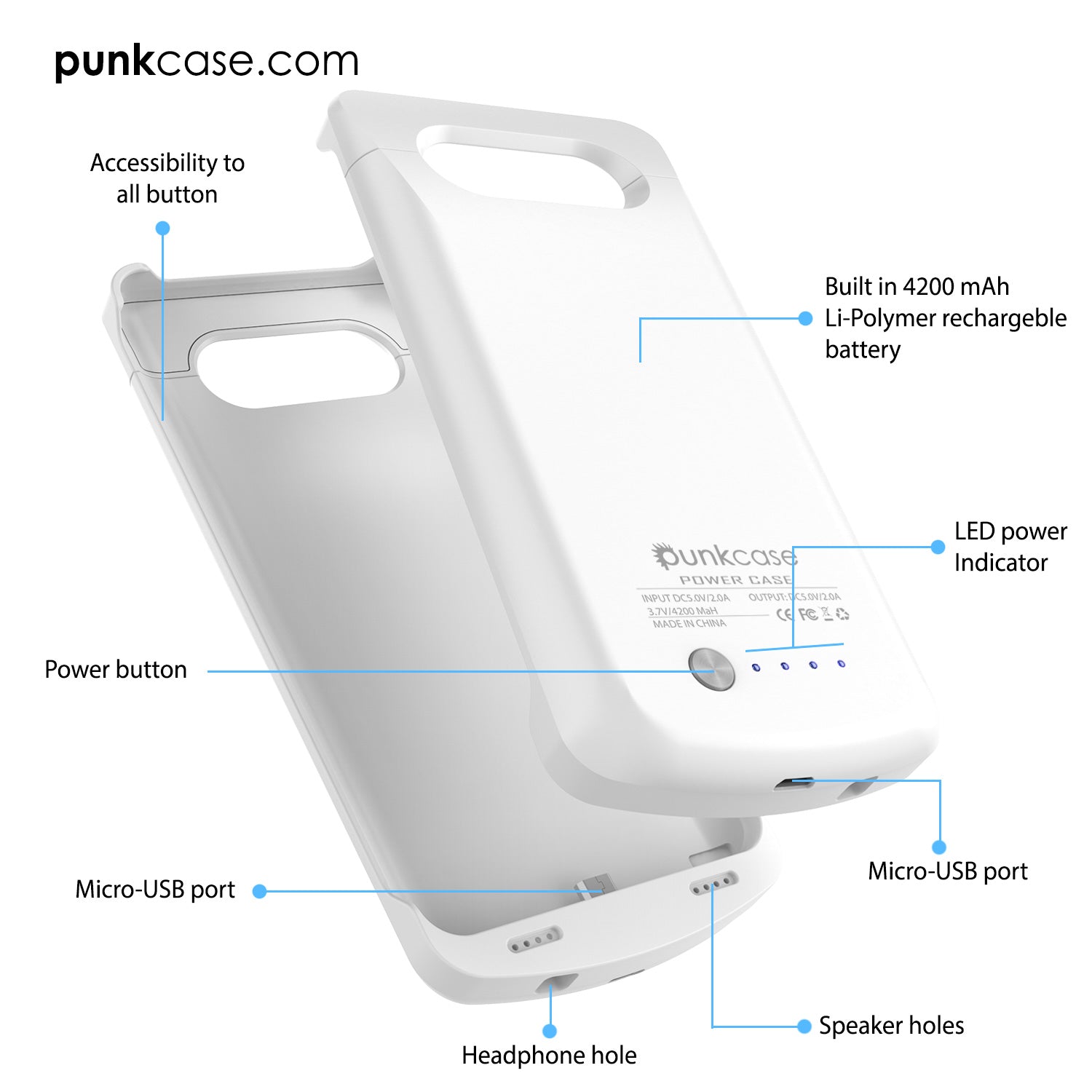 Galaxy Note 5 Battery Case, Punkcase 5000mAH Charger Case W/ Screen Protector | Integrated Kickstand & USB Port | IntelSwitch [White] - PunkCase NZ
