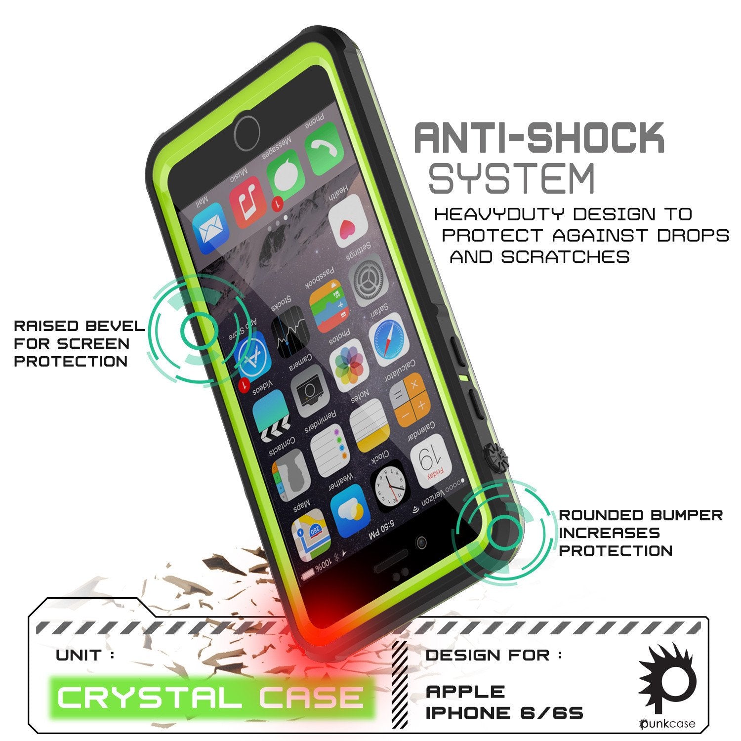 iPhone 6+/6S+ Plus  Waterproof Case, PUNKcase CRYSTAL Light Green  W/ Attached Screen Protector - PunkCase NZ