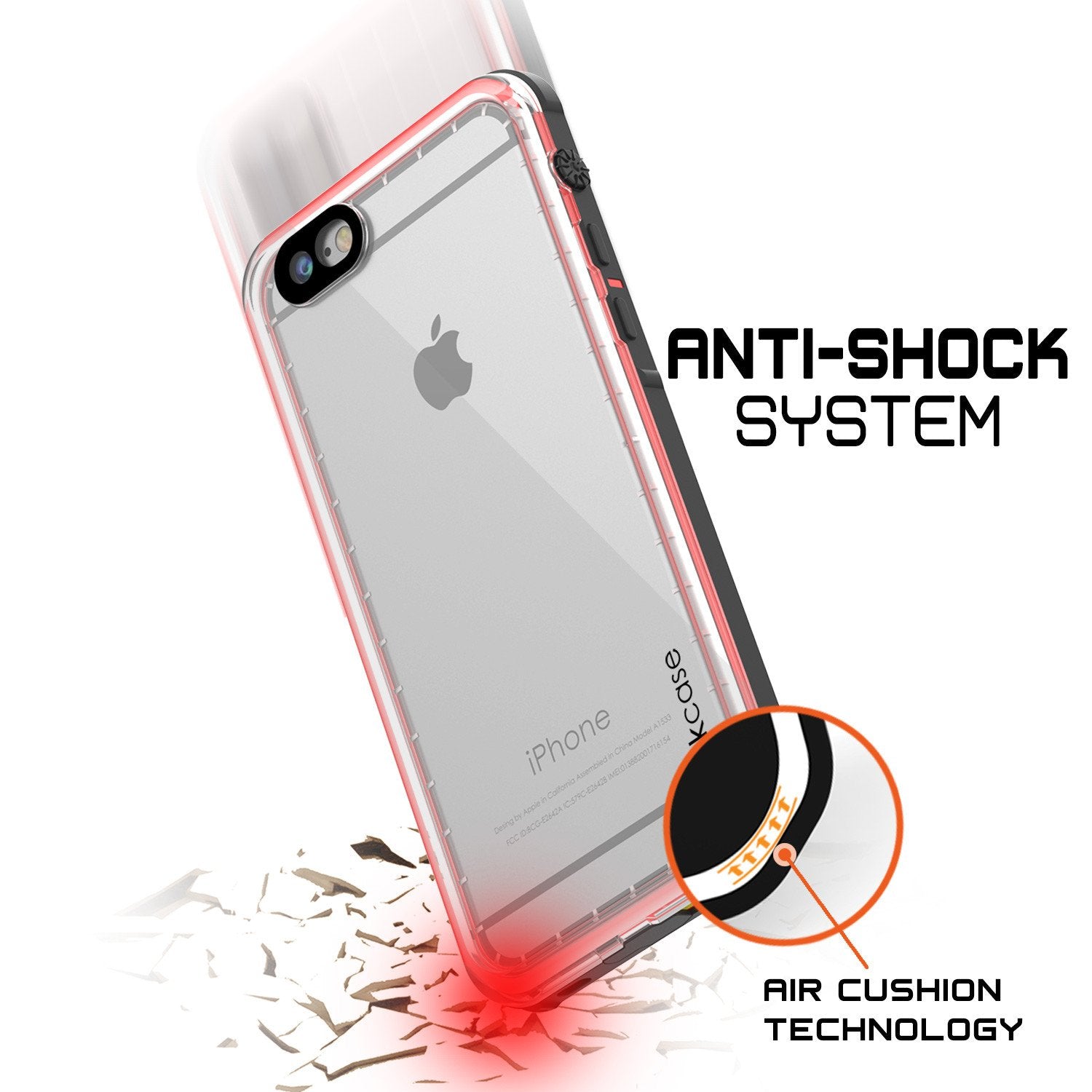 Apple iPhone 7 Waterproof Case, PUNKcase CRYSTAL Red W/ Attached Screen Protector  | Warranty - PunkCase NZ