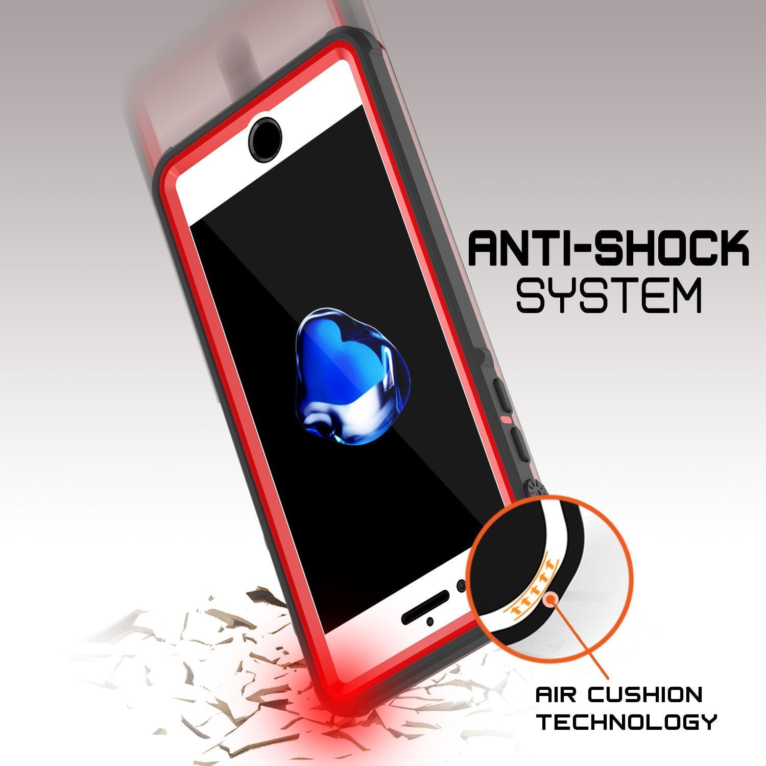 iPhone 8+ Plus Waterproof Case, PUNKcase CRYSTAL Red W/ Attached Screen Protector  | Warranty - PunkCase NZ