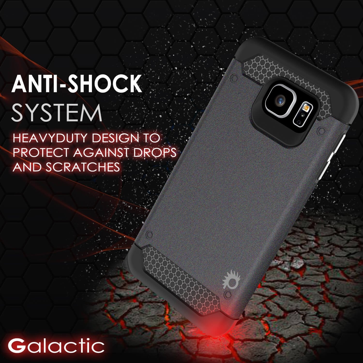 Galaxy s6 Case PunkCase Galactic Black Series Slim Armor Soft Cover Case w/ Tempered Glass - PunkCase NZ