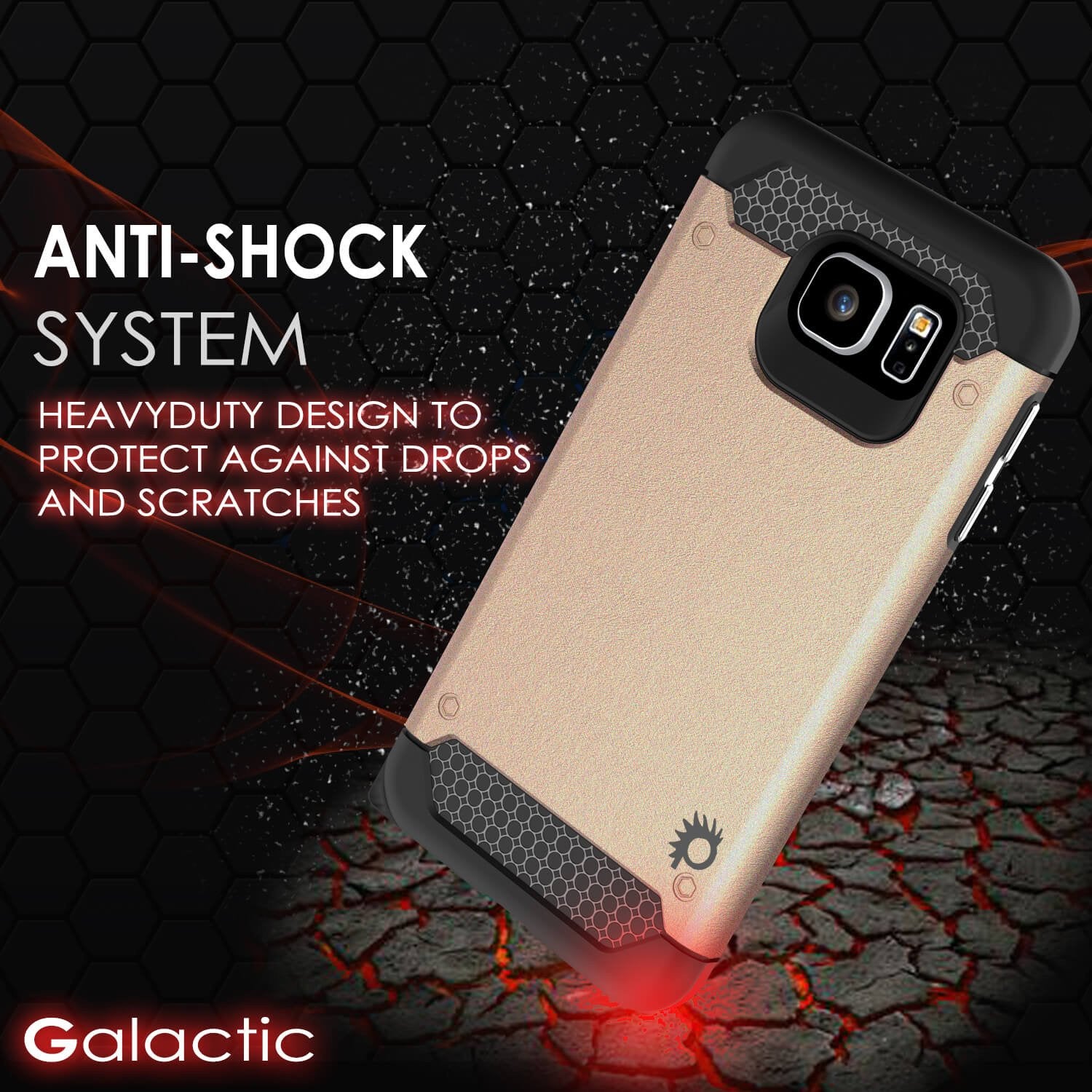 Galaxy s6 Case PunkCase Galactic Gold Series Slim Armor Soft Cover Case w/ Tempered Glass - PunkCase NZ