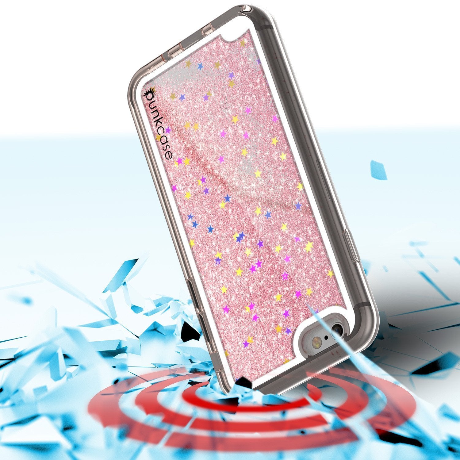 iPhone SE (4.7") Case, PunkCase LIQUID Rose Series, Protective Dual Layer Floating Glitter Cover