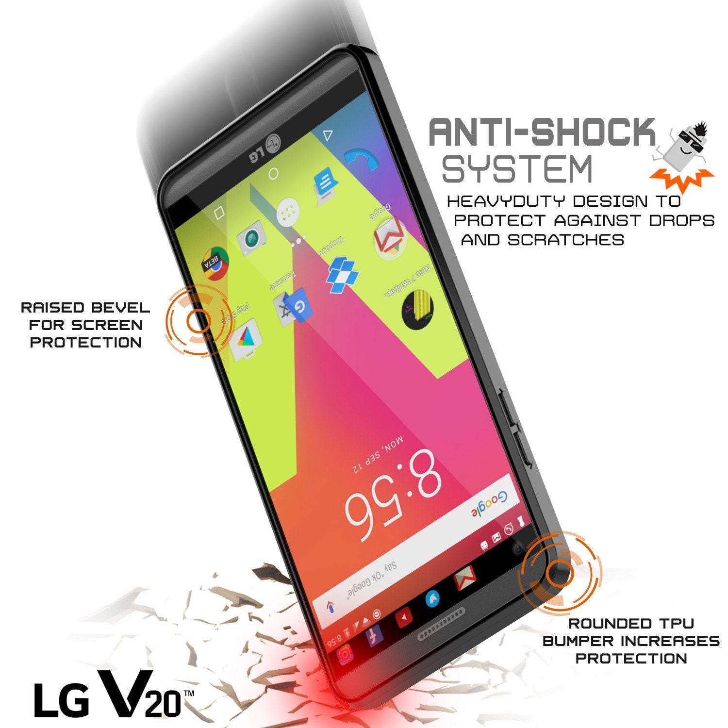 LG v20 Case Punkcase® LUCID 2.0 Black Series w/ PUNK SHIELD Glass Screen Protector | Ultra Fit - PunkCase NZ