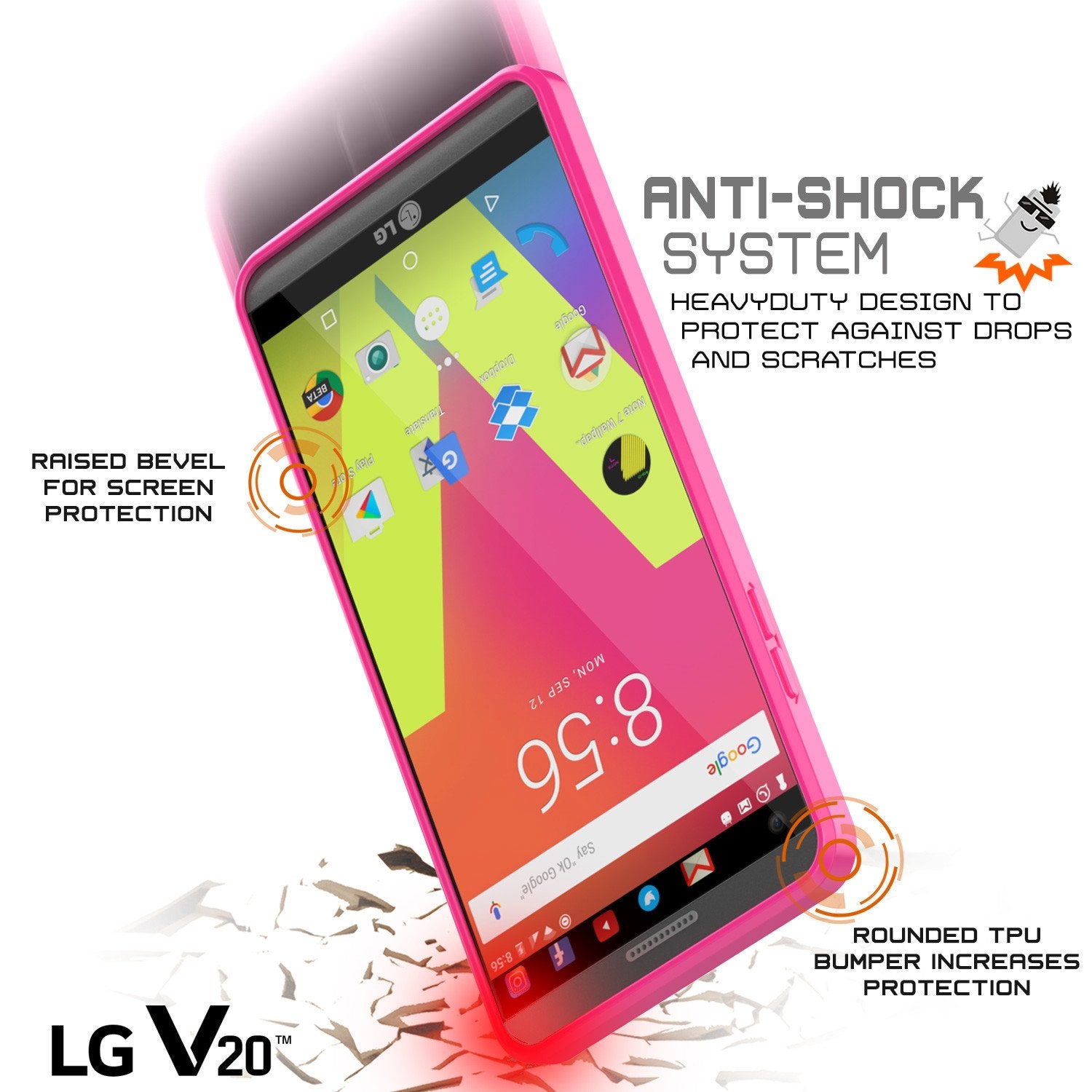 LG v20 Case Punkcase® LUCID 2.0 Pink Series w/ PUNK SHIELD Glass Screen Protector | Ultra Fit - PunkCase NZ
