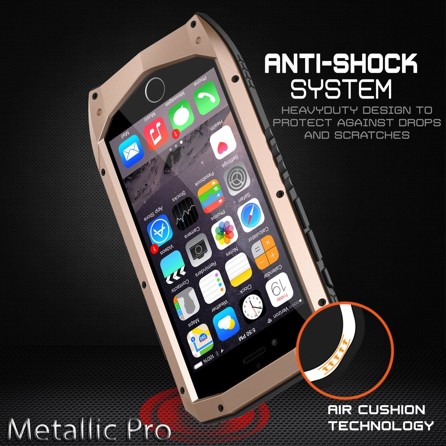 iPhone 6s/6 Case, Punkcase Metallic PRO Gold Series Cover W/ Attached Screen Protector | Touch-ID - PunkCase NZ