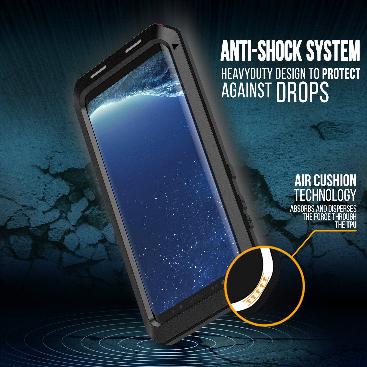 Galaxy S8 Case, PUNKcase Metallic Black Shockproof  Slim Metal Armor Case - PunkCase NZ
