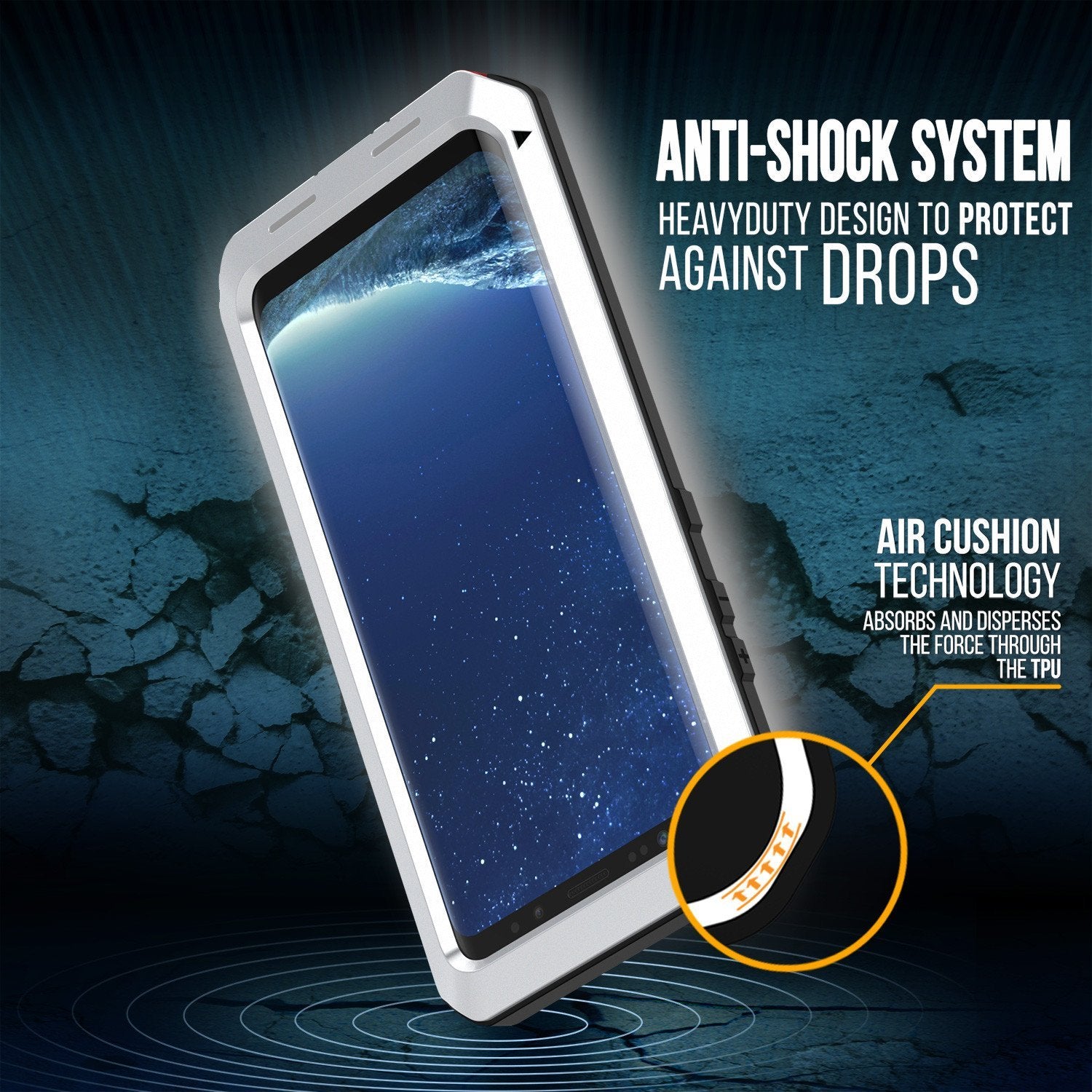 Galaxy Note 8  Case, PUNKcase Metallic White Shockproof  Slim Metal Armor Case [White] - PunkCase NZ