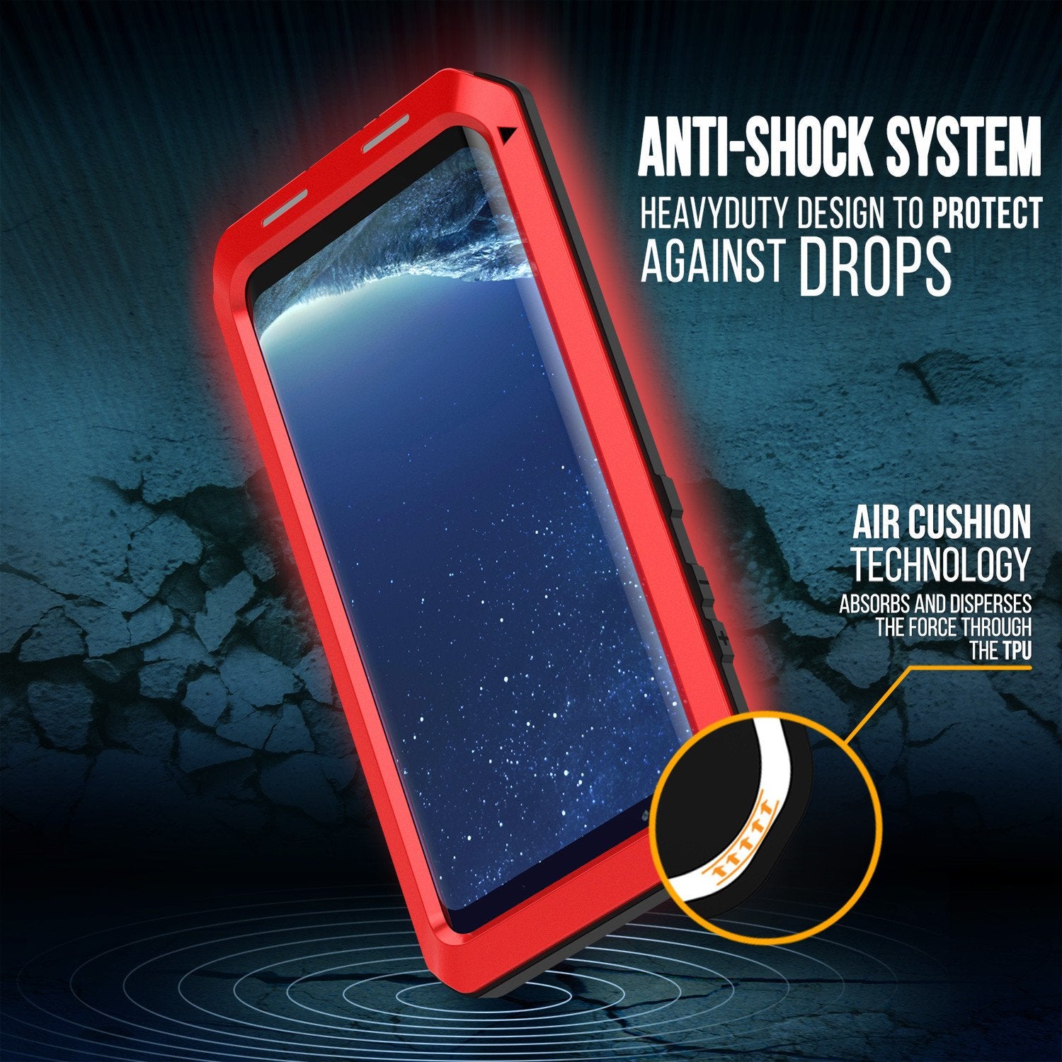 Galaxy S8+ Plus  Case, PUNKcase Metallic Red Shockproof  Slim Metal Armor Case - PunkCase NZ